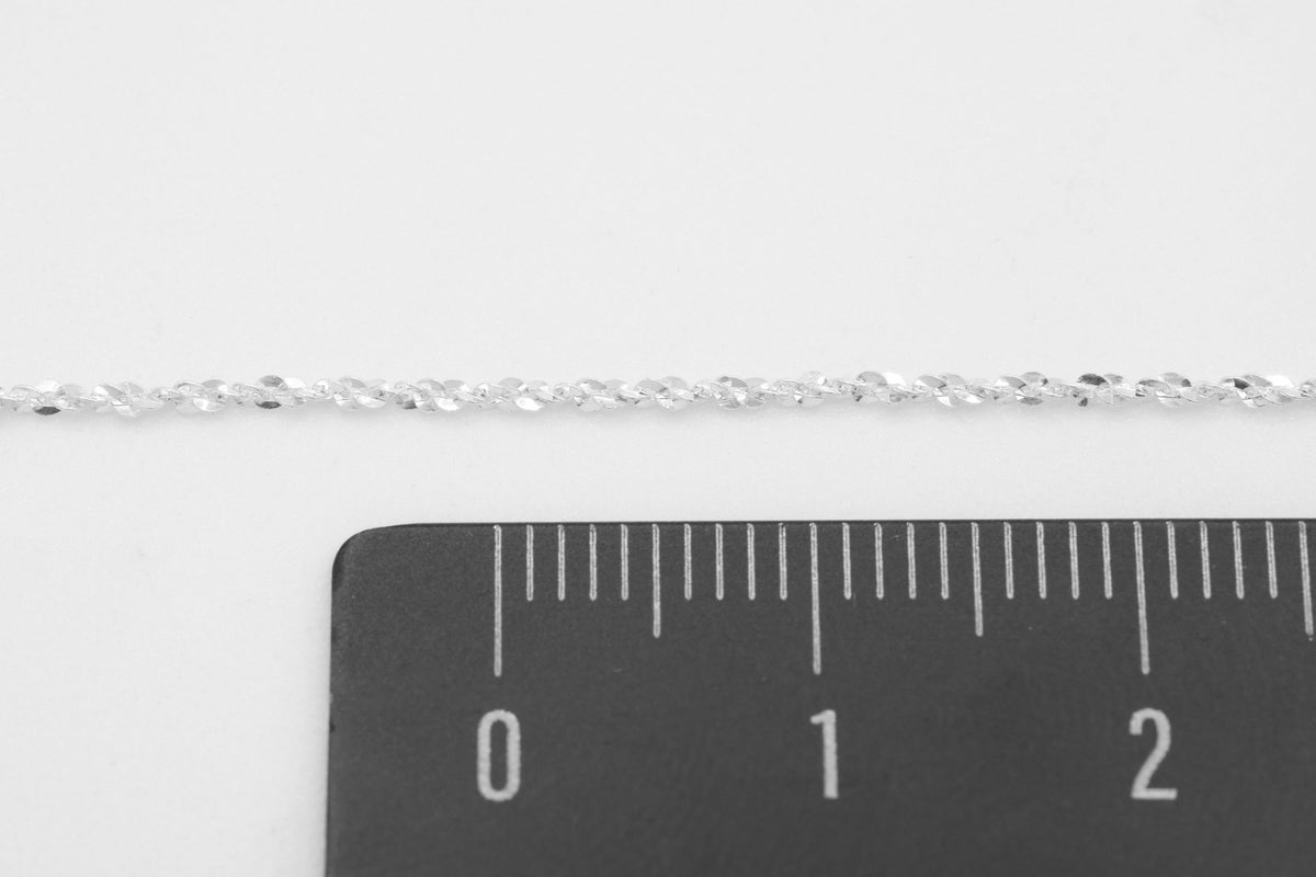 1.2mm Sparkle Fancy Chain, 925 Sterling Silver, Wholesale, Pay Per Foot, Jewelry Making Chain - HarperCrown
