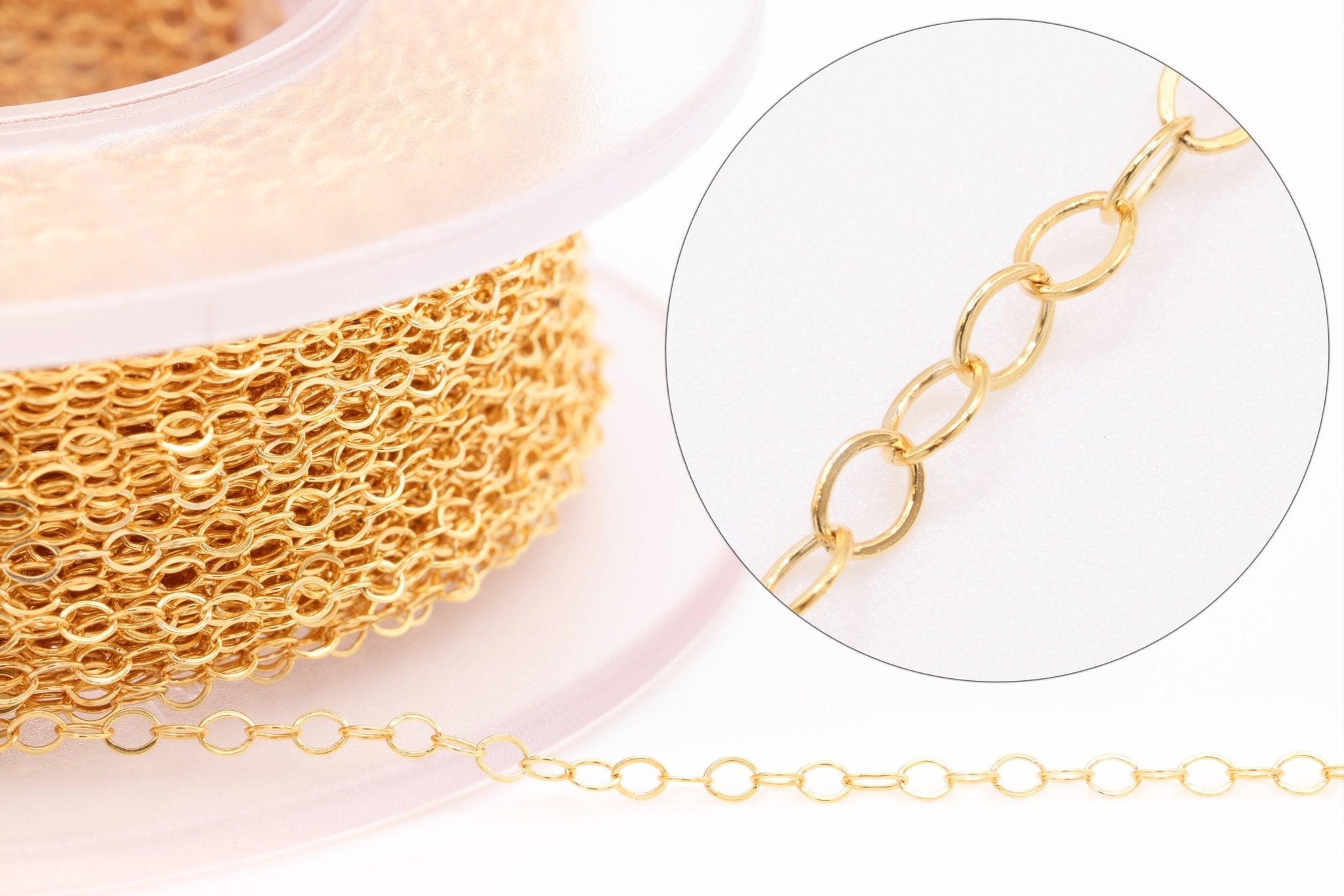 1.3mm Flat Cable Chain, 14K Solid Gold Chain, Pay By the Foot Uncut - HarperCrown
