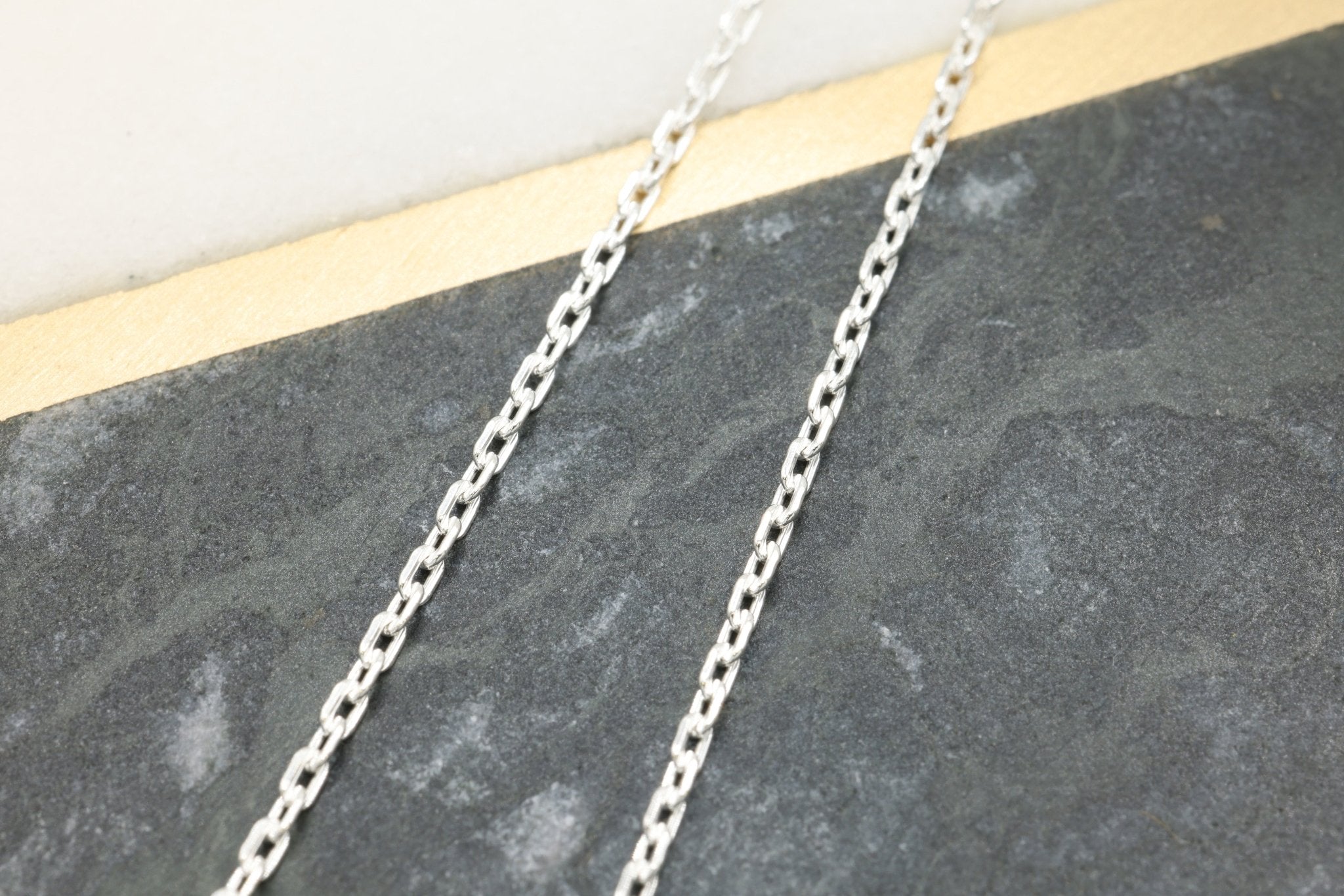 1.3mm Flat Oval Textured Cable Chain, 925 Sterling Silver, Wholesale, Pay Per Foot, Jewelry Making Chain - HarperCrown
