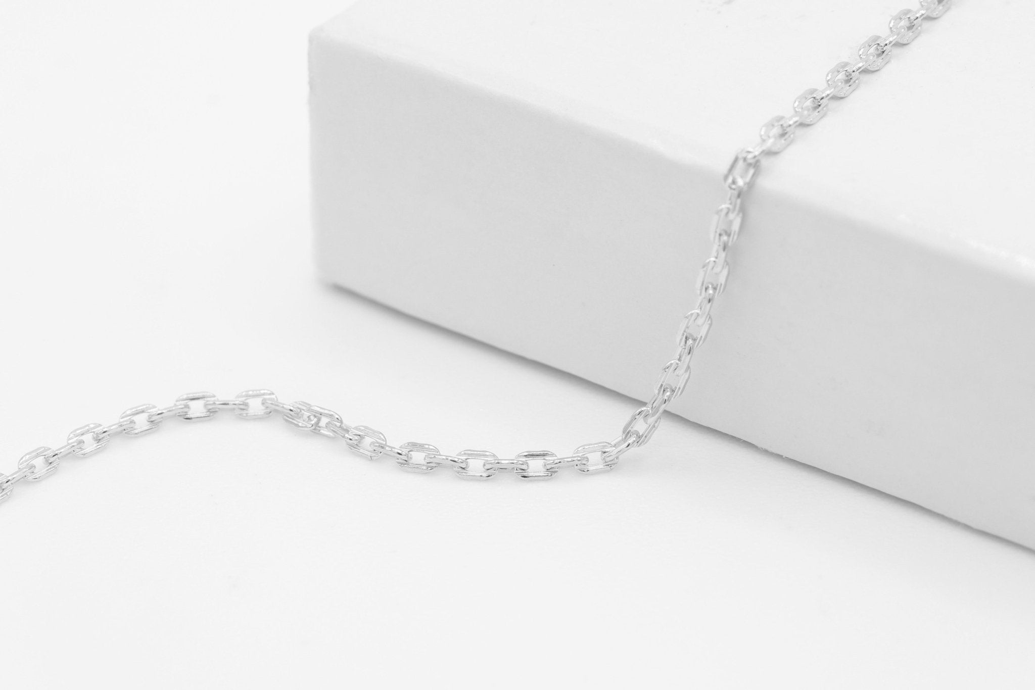 1.3mm Flat Oval Textured Cable Chain, 925 Sterling Silver, Wholesale, Pay Per Foot, Jewelry Making Chain - HarperCrown