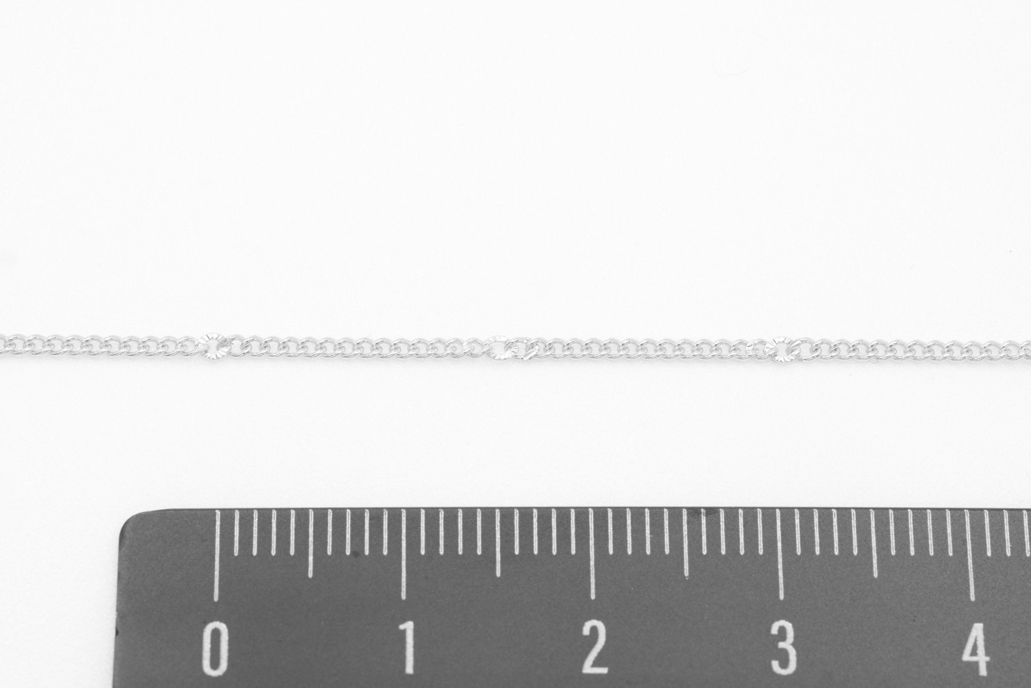 1.3mm Starburst Curb Chain, 925 Sterling Silver, Wholesale, Pay Per Foot, Jewelry Making Chain - HarperCrown