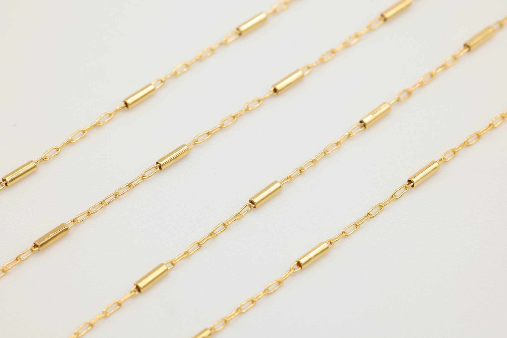 1.3mm x 4mm Bar Spaced Chain, 14/20 Gold - Filled, Wholesale, Pay Per Foot, Jewelry Making Chain - HarperCrown