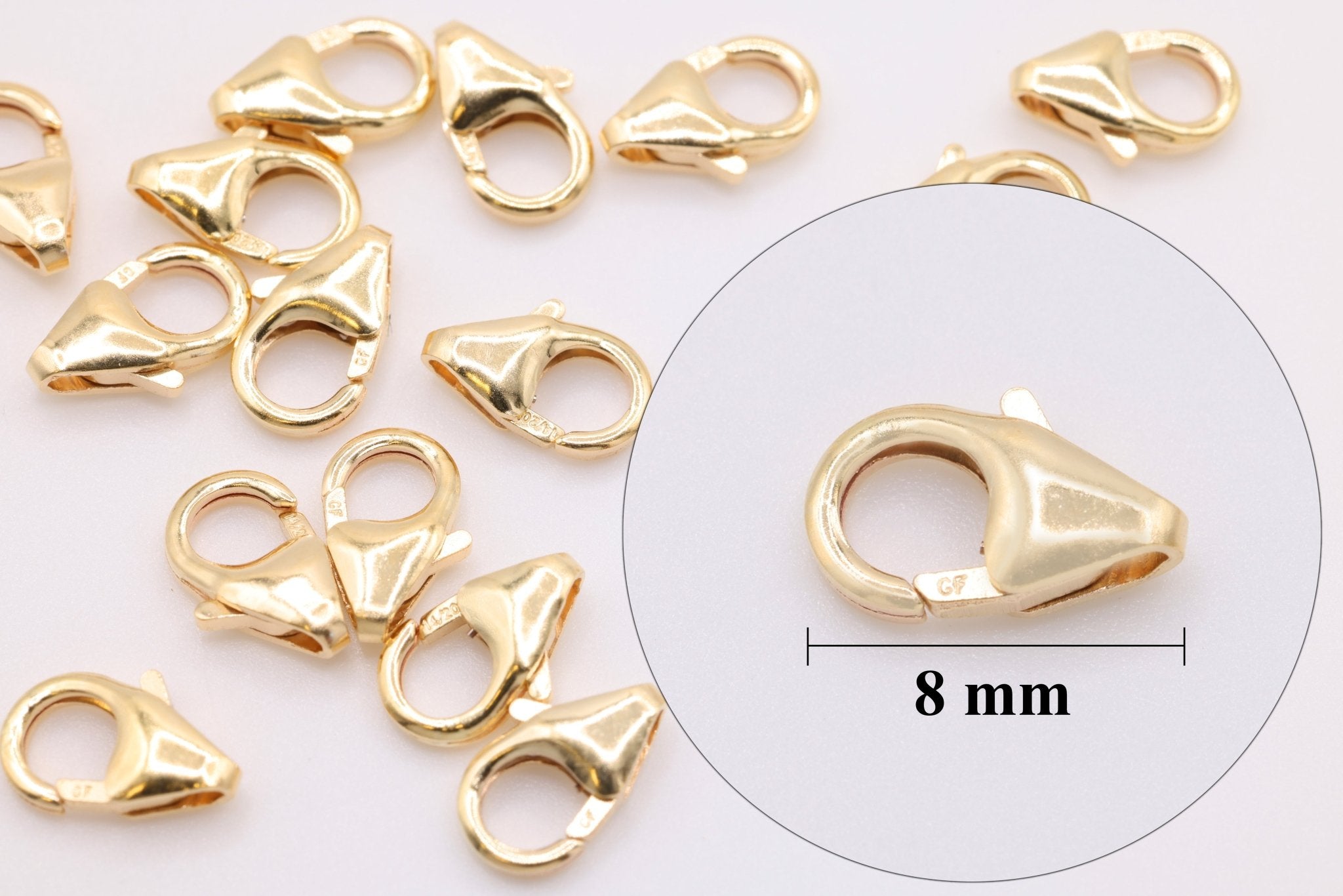 14/20 Gold - Filled 8mm Trigger Clasp, 5 Piece Pack, 1.1mm Hole - HarperCrown