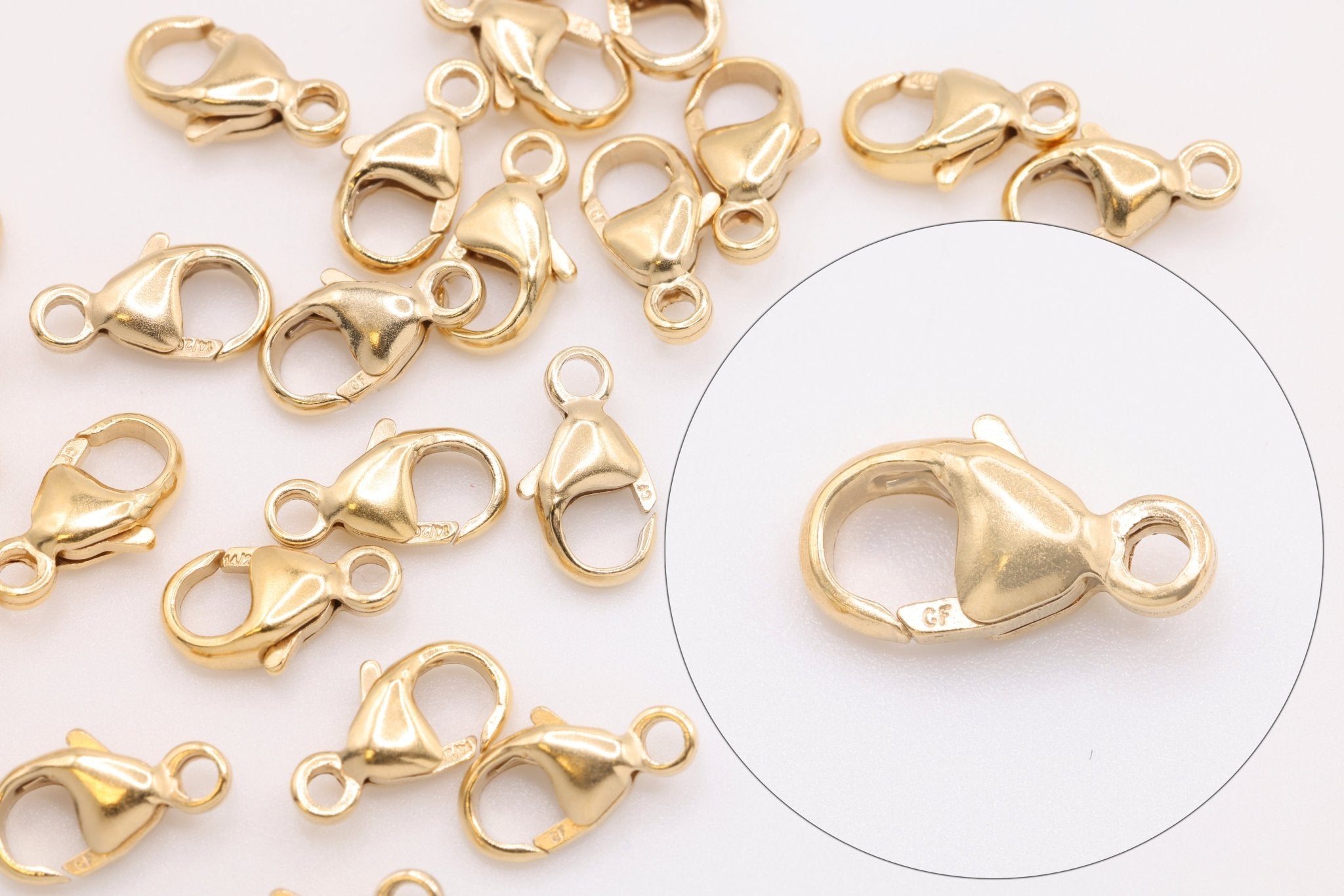 14/20 Gold - Filled 9mm x 5mm Lobster Claw Clasp, 5 Piece Pack, Wholesale - HarperCrown