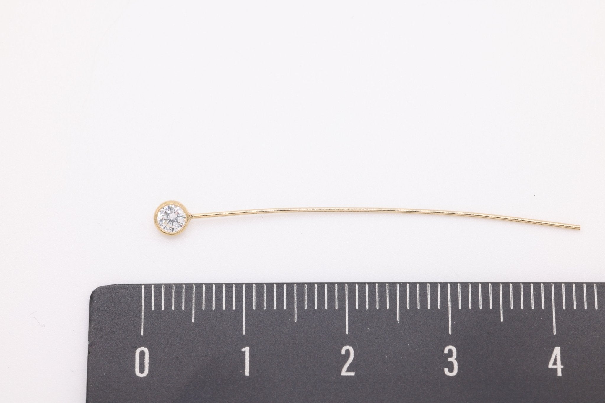 14/20 Gold - Filled Headpin 3mm CZ Bezel, 24 Gauge 40mm Length - HarperCrown