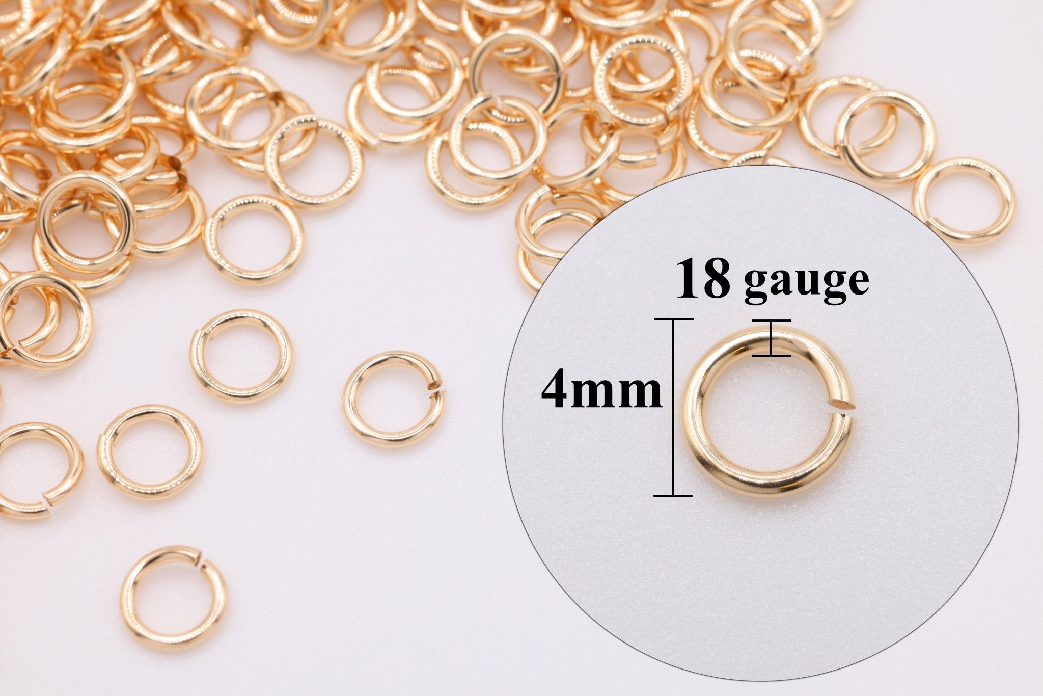 14K Gold 18 Gauge 4mm Open Jump Ring - HarperCrown