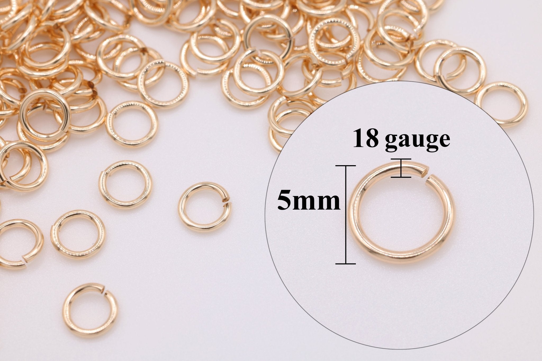 14K Gold 18 Gauge 5mm Open Jump Ring - HarperCrown