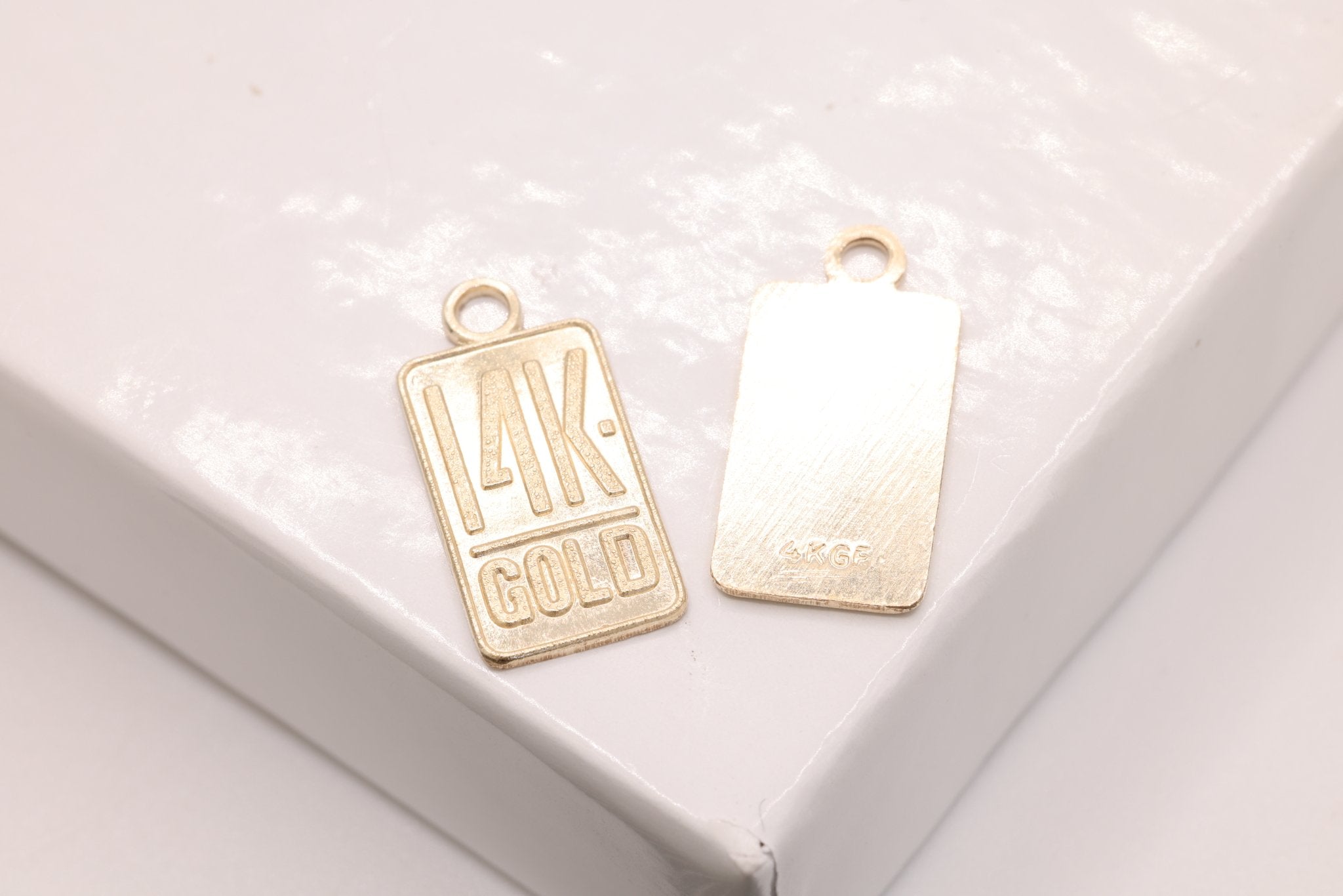 14K Gold - Filled Quality Tag, Stamped 14K Gold - Filled Authenticity Tag, Jewelry Making Charm - HarperCrown