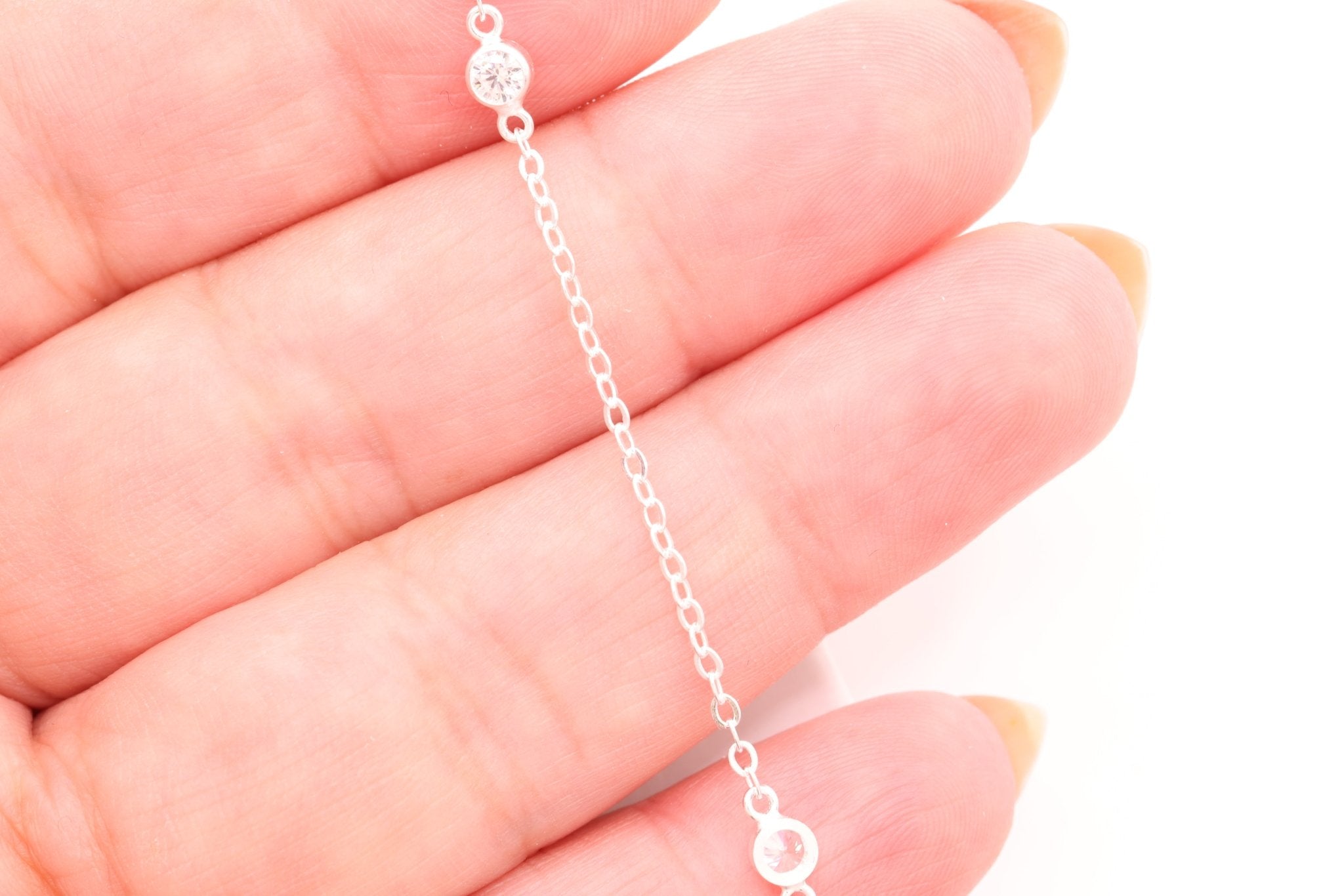 1.5mm CZ Cable Chain, 925 Sterling Silver, Wholesale, Pay Per Foot - HarperCrown
