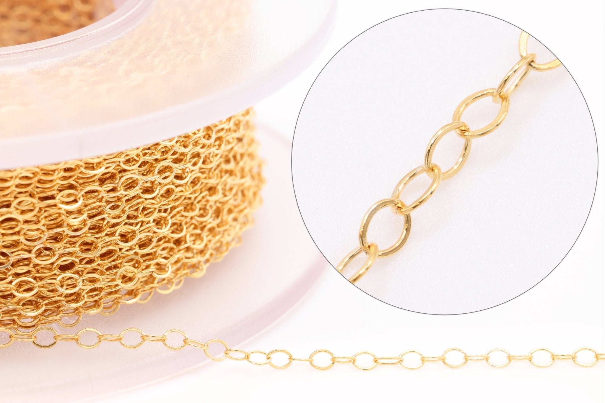 1.5mm Flat Cable Chain, 14/20 Gold - Filled, Wholesale, Bulk Pay Per Foot Spools - HarperCrown