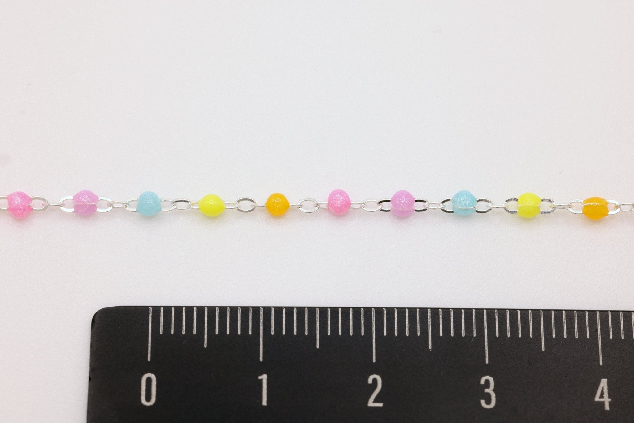1.5mm Multi Color Enamel Cable Chain, 925 Sterling Silver, Wholesale, Pay Per Foot - HarperCrown