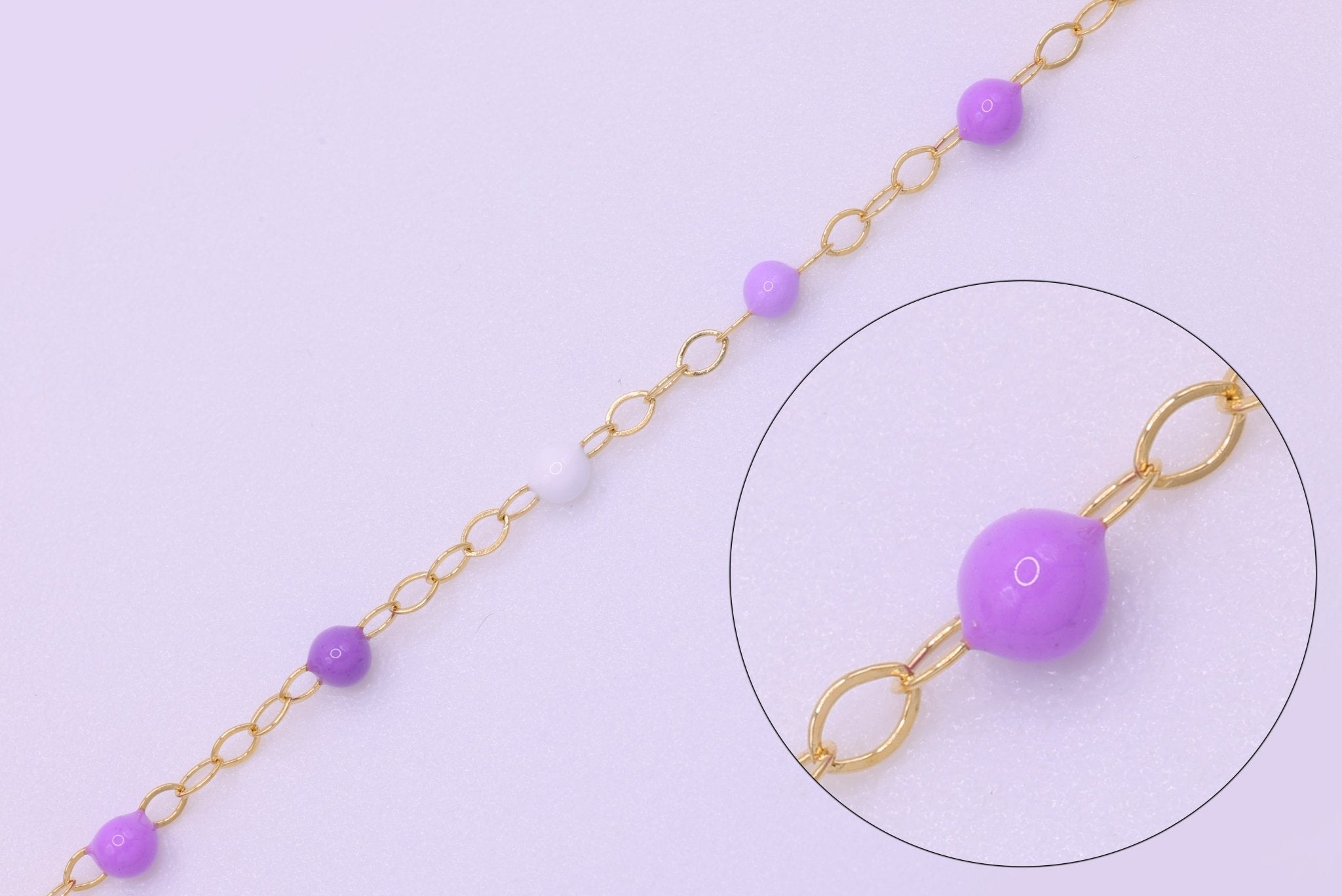 1.5mm Purple Enamel Cable Chain, 14/20 Gold - Filled, Wholesale, Pay Per Foot, Jewelry Making Chain - HarperCrown