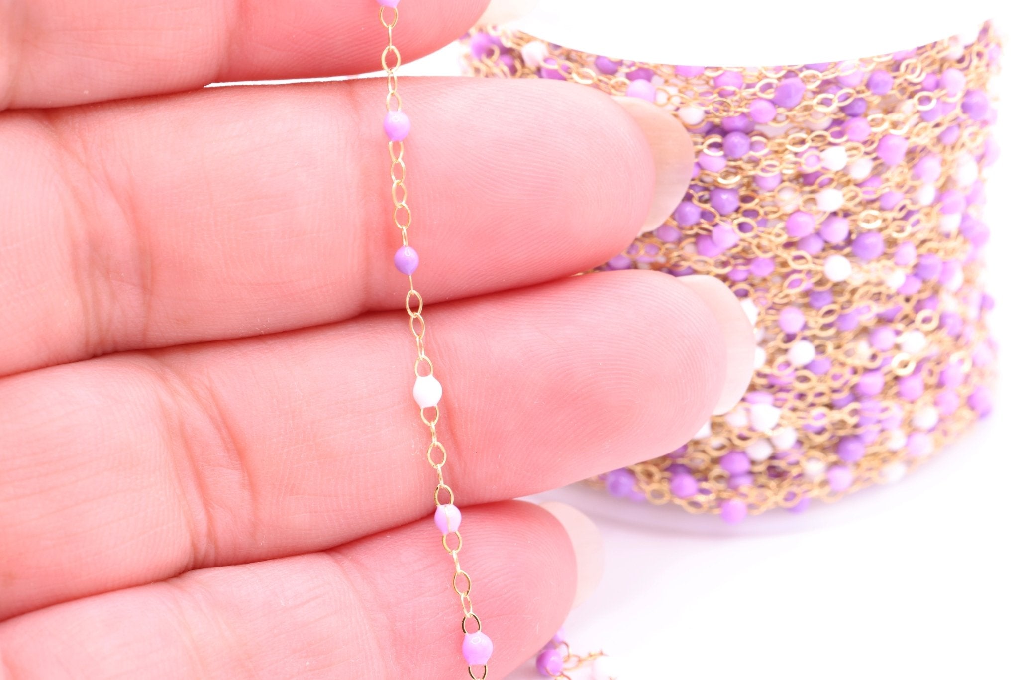 1.5mm Purple Enamel Cable Chain, 14/20 Gold - Filled, Wholesale, Pay Per Foot, Jewelry Making Chain - HarperCrown