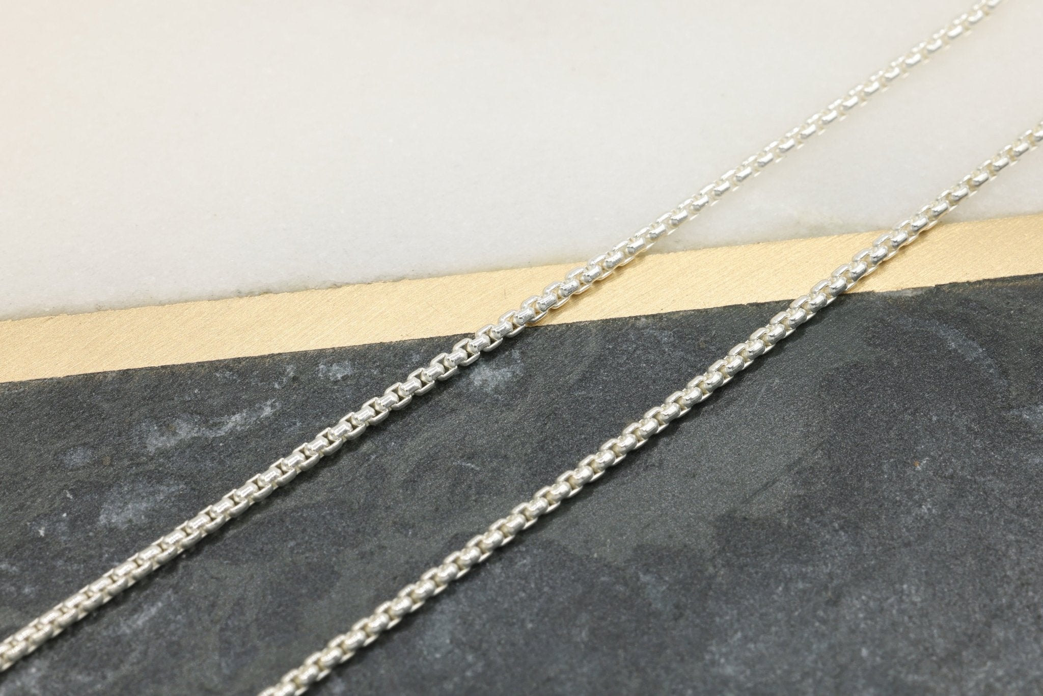 1.5mm Round Venetian Box Chain, 925 Sterling Silver, Wholesale, Pay Per Foot, Jewelry Making Chain - HarperCrown