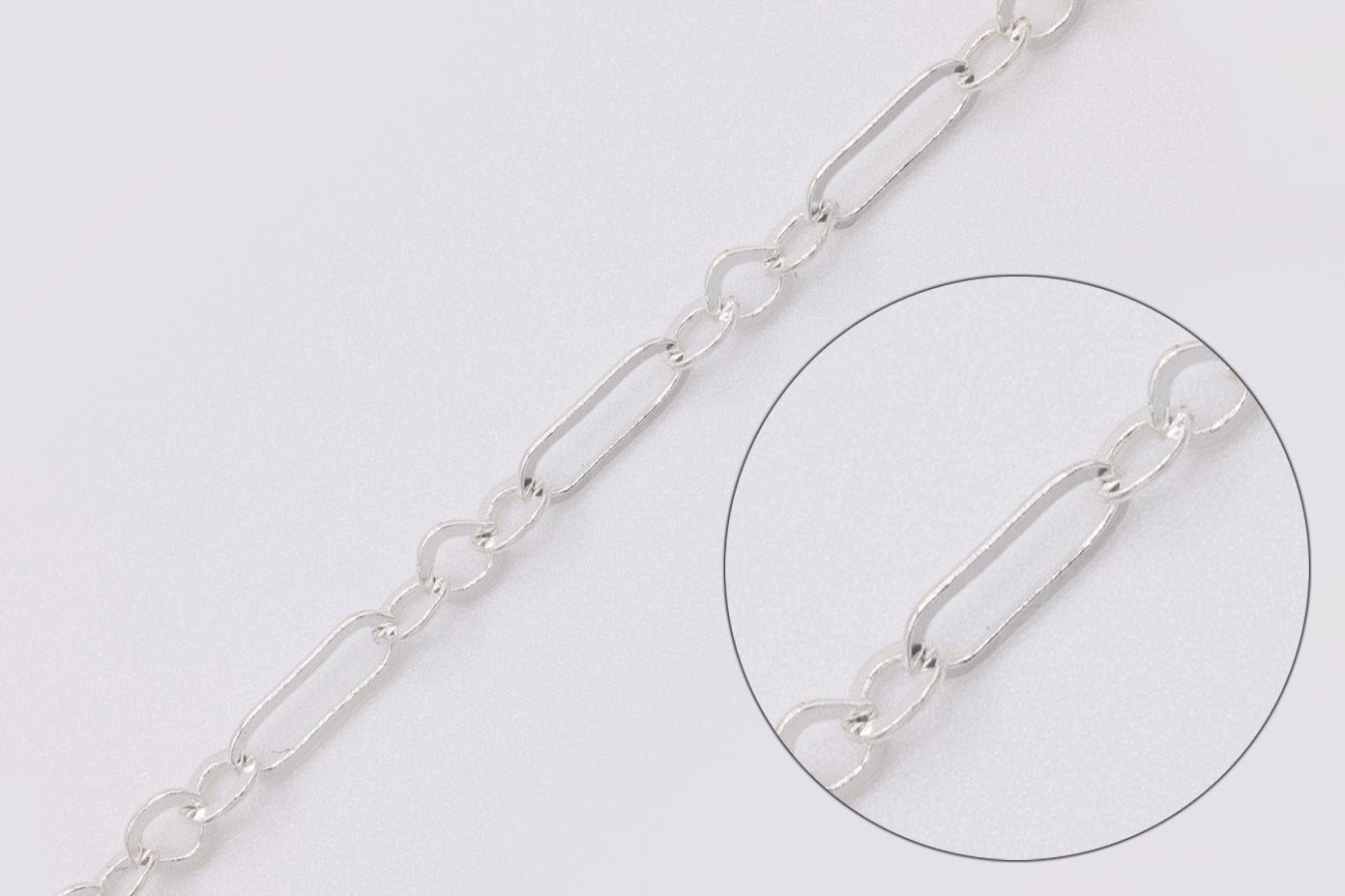 1.5mm x 5mm Long & Short Chain, Sterling Silver, Bulk DIY Spool Pay Per Foot Jewelry Making Chain - HarperCrown