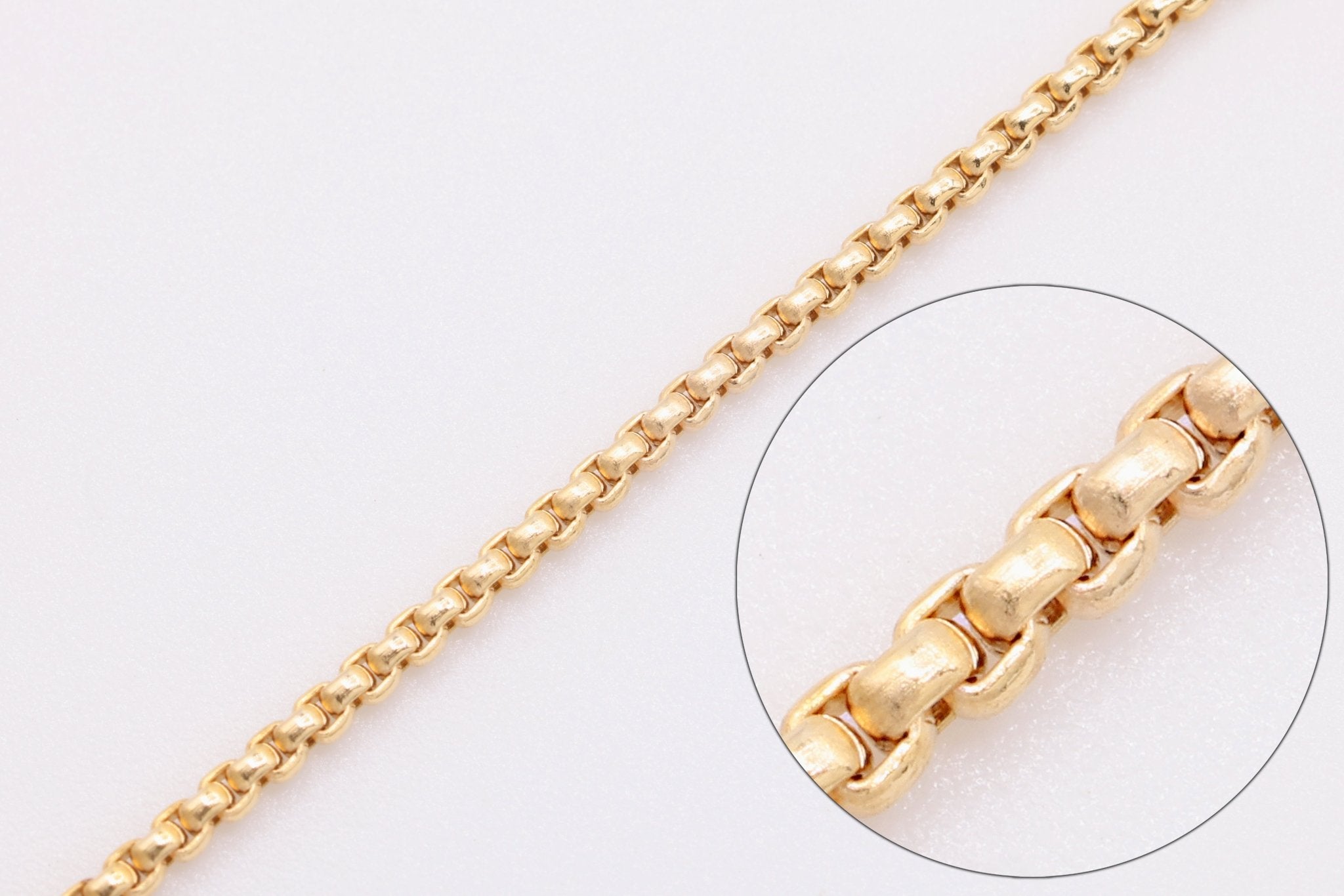 1.75mm Round Venetian Box Chain, 14/20 Gold - Filled, Bulk Pay Per Foot Uncut Spools For Jewelers - HarperCrown