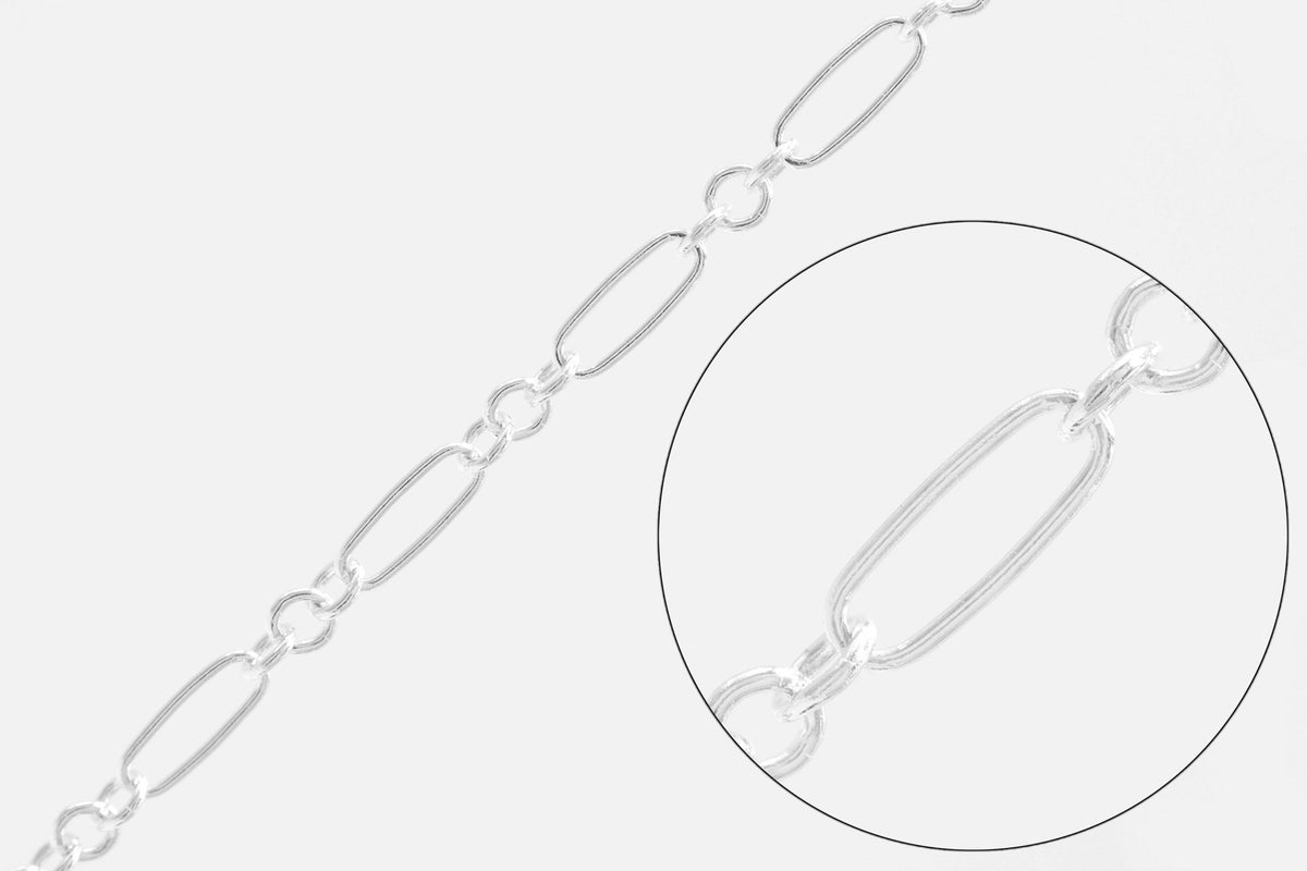 1.7mm Oval Long & Short Chain, 925 Sterling Silver, Wholesale, Pay Per Foot, Jewelry Making Chain - HarperCrown