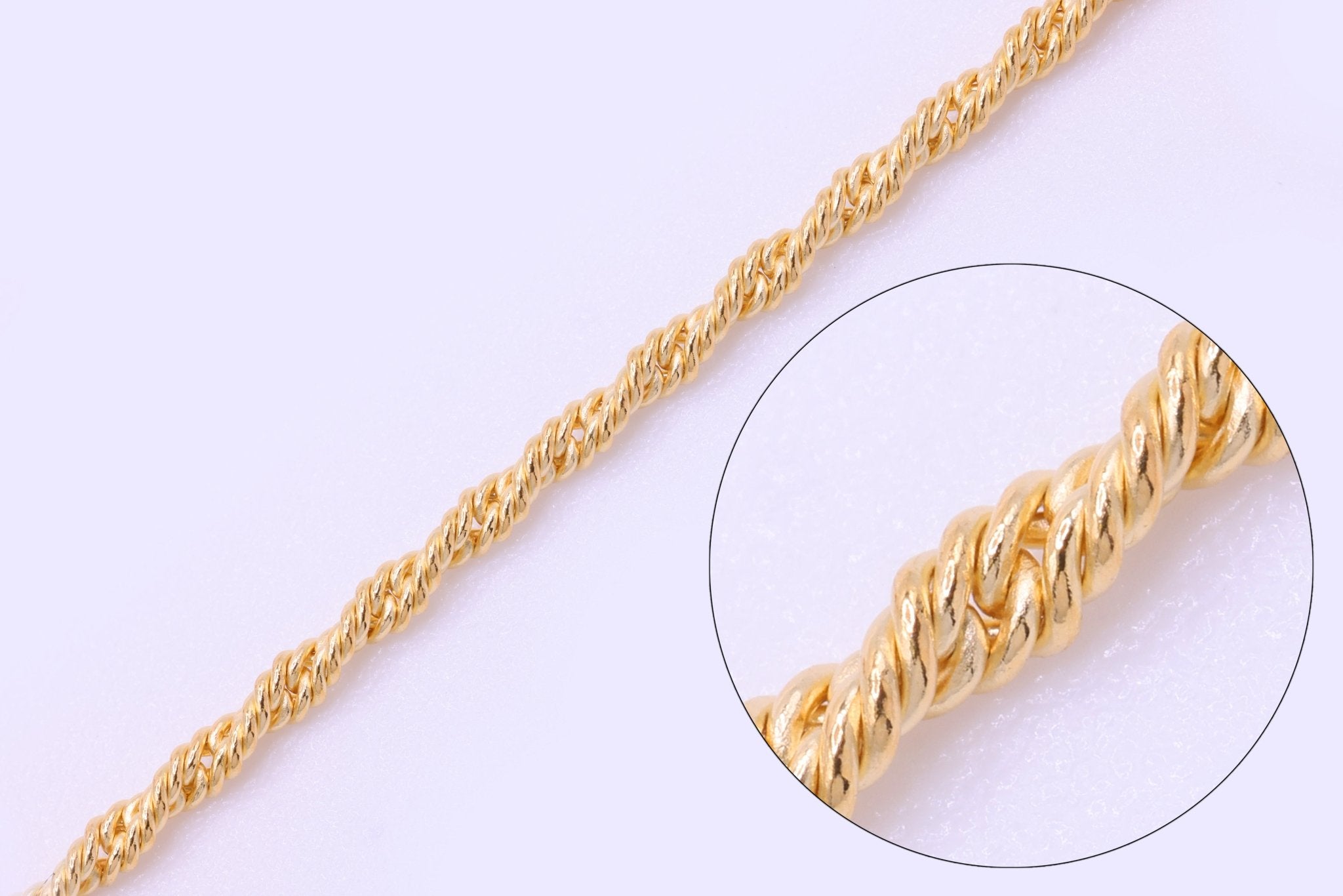 1.7mm Twisted Rope Chain, 14/20 Gold - Filled, Wholesale, Pay Per Foot, Jewelry Making Chain - HarperCrown