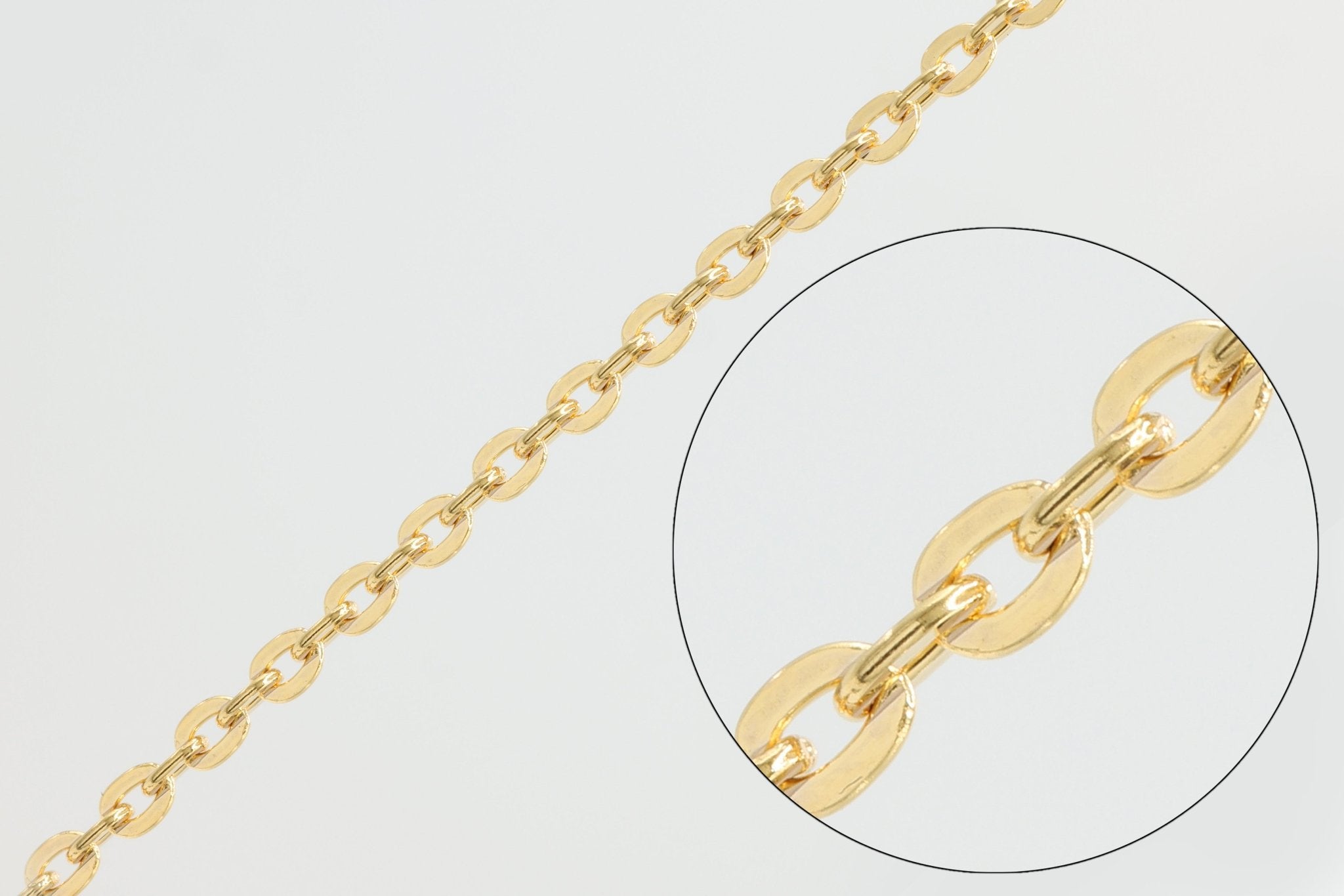 1.7mm x 2.4mm Flat Oval Cable Chain, 14/20 Gold - Filled, Wholesale, Pay Per Foot, Jewelry Making Chain - HarperCrown