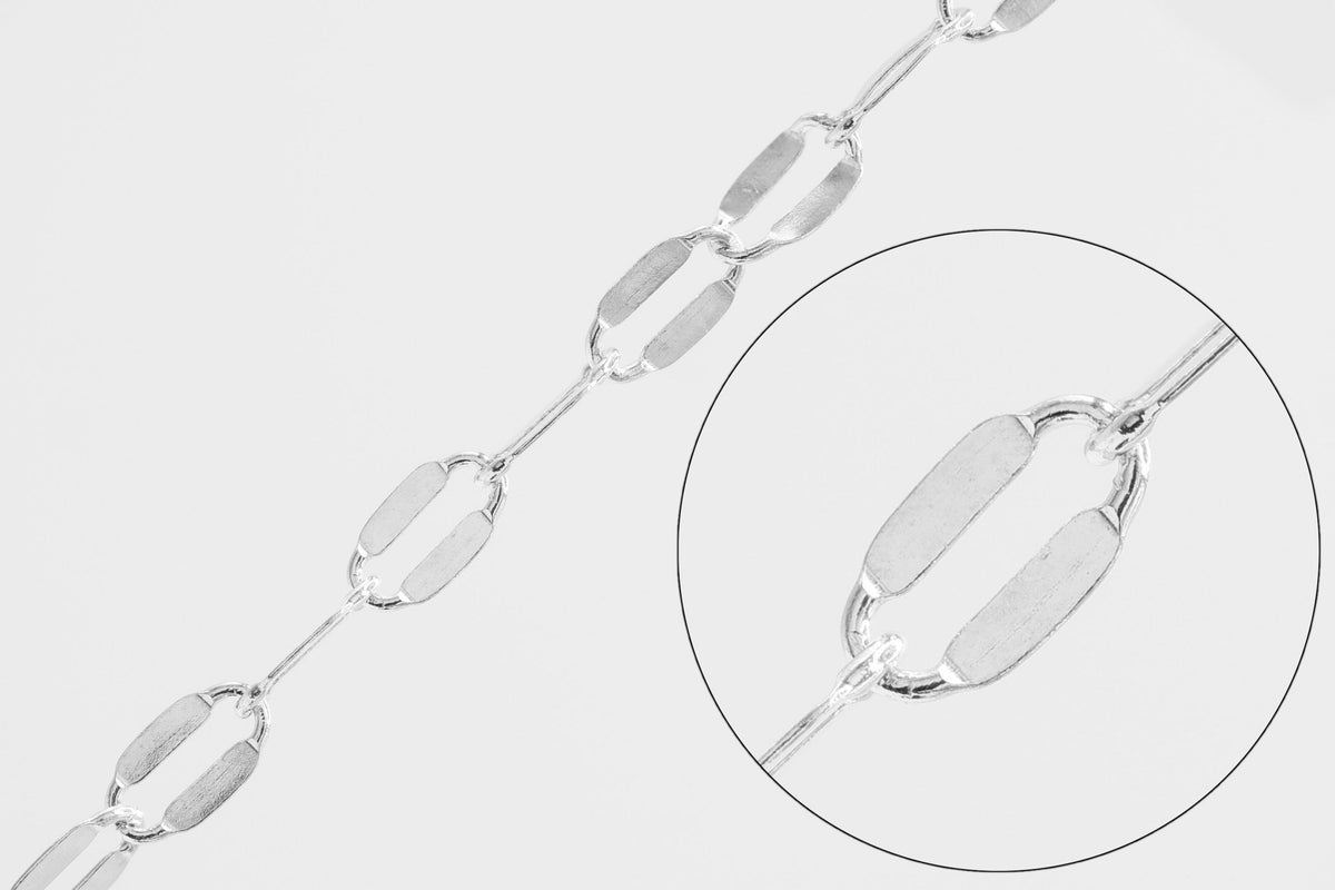 1.7mm x 3.6mm Dapped Chain, 925 Sterling Silver, Wholesale, Pay Per Foot, Jewelry Making Chain - HarperCrown