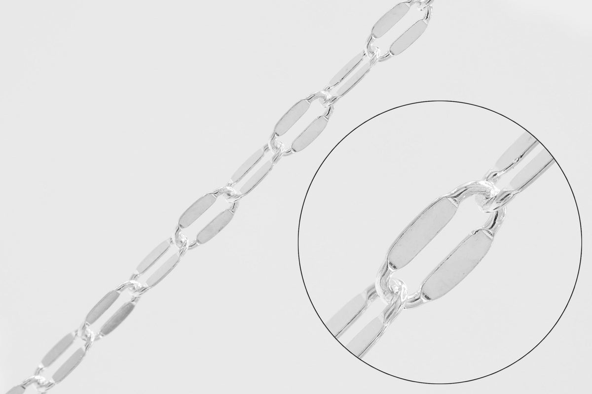 1.7mm x 3.6mm Dapped Chain, 925 Sterling Silver, Wholesale, Pay Per Foot, Jewelry Making Chain - HarperCrown