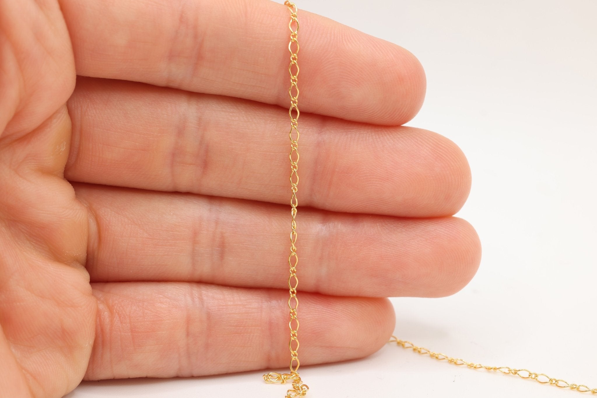 1.8mm Marquise Long & Short Chain, 14/20 Gold-Filled, Wholesale, Pay Per Foot, Jewelry Making Chain - HarperCrown