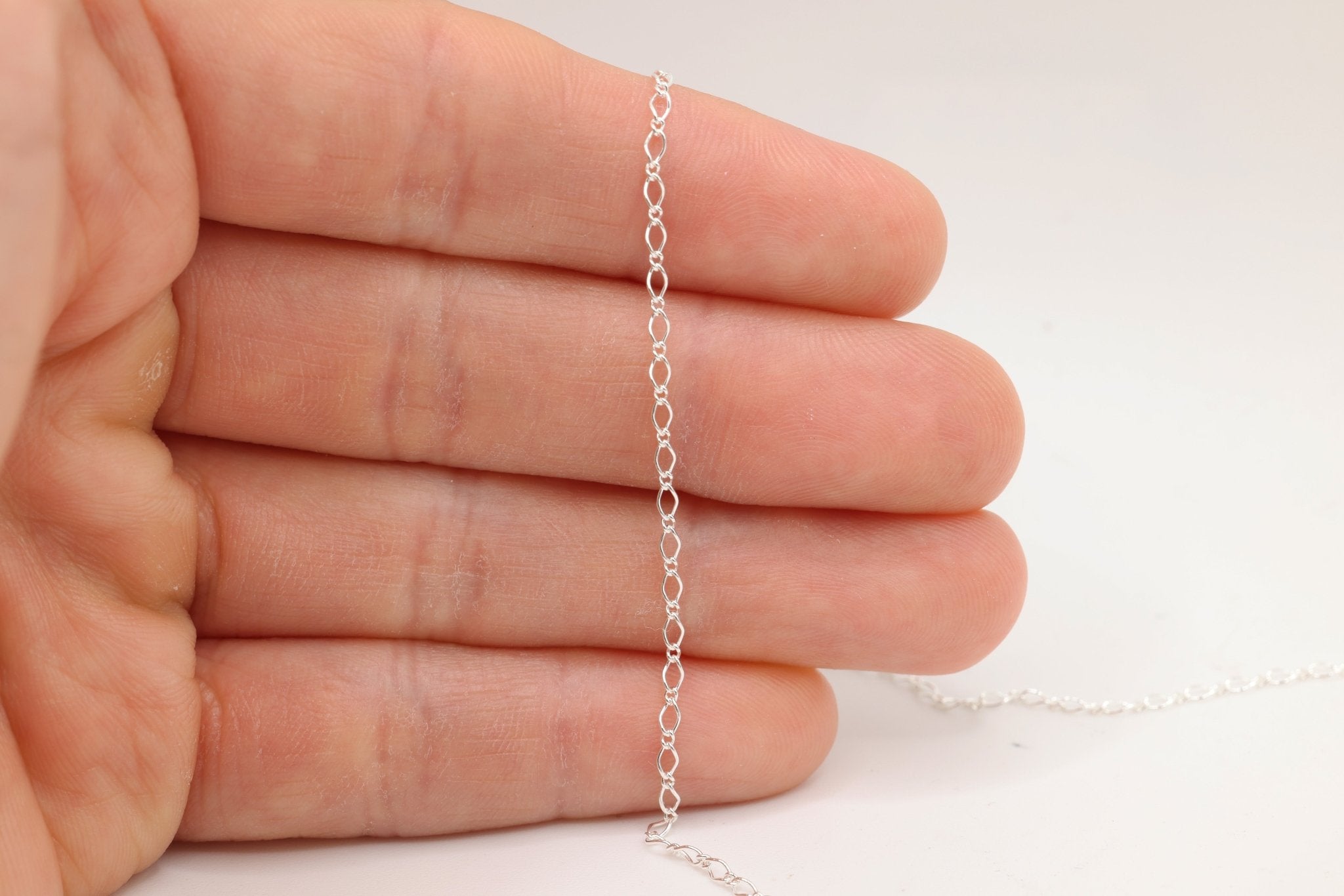 1.8mm Marquise Long & Short Chain, 925 Sterling Silver, Wholesale, Pay Per Foot, Jewelry Making Chain - HarperCrown