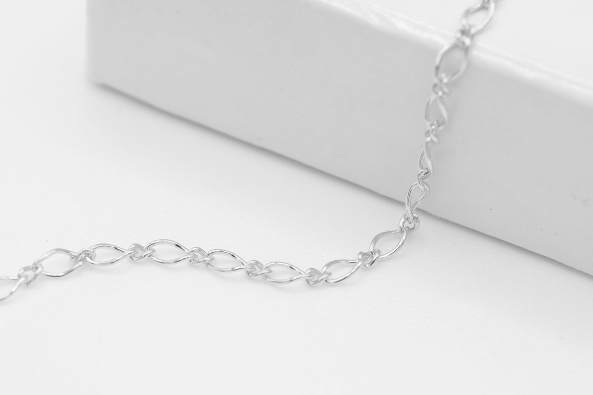 1.8mm Marquise Long & Short Chain, 925 Sterling Silver, Wholesale, Pay Per Foot, Jewelry Making Chain - HarperCrown