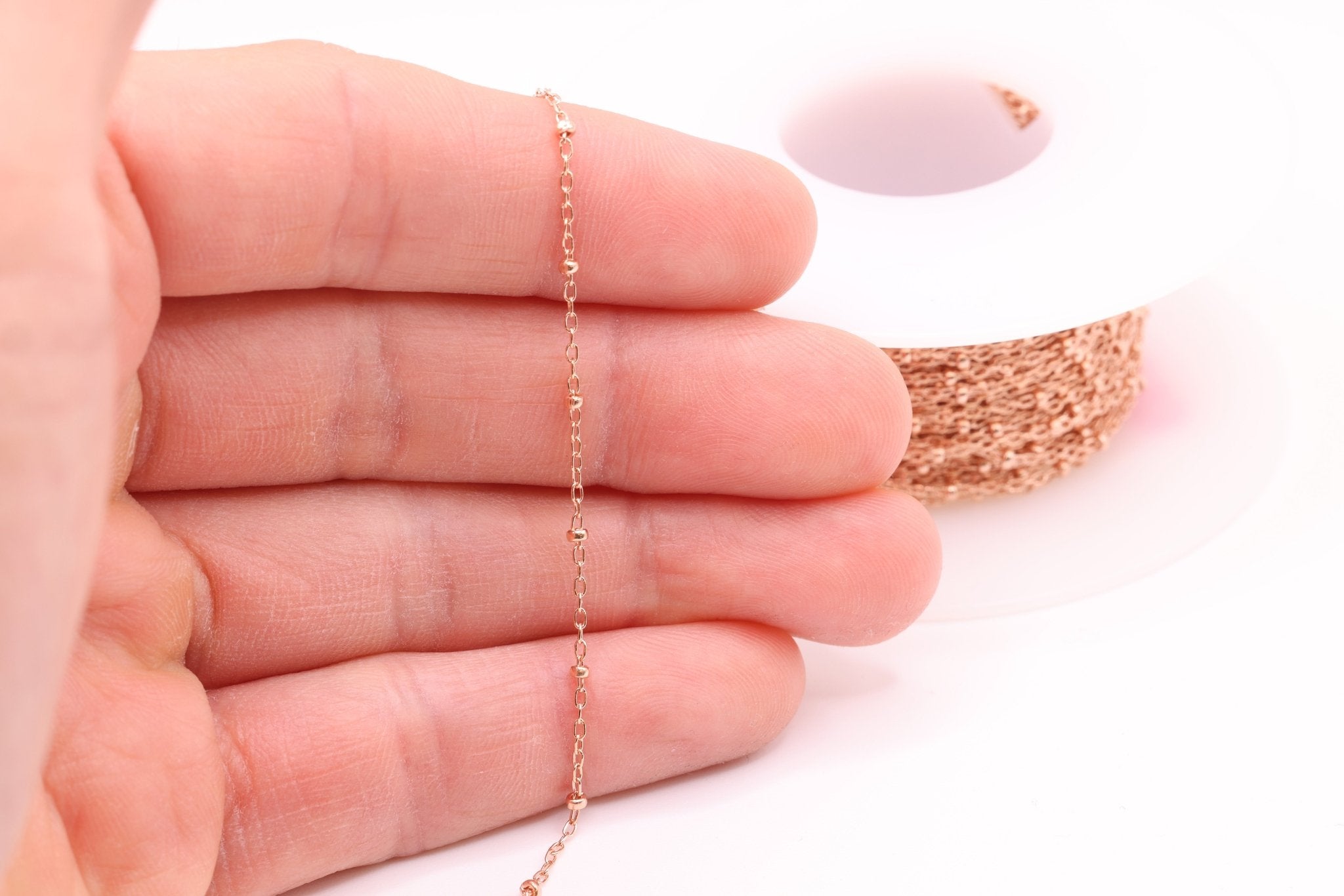 1.8mm Satellite Roundel Cable Chain, 14/20 Rose Gold - Filled, Wholesale, Roundel Bead Chain Jewelry Making - HarperCrown