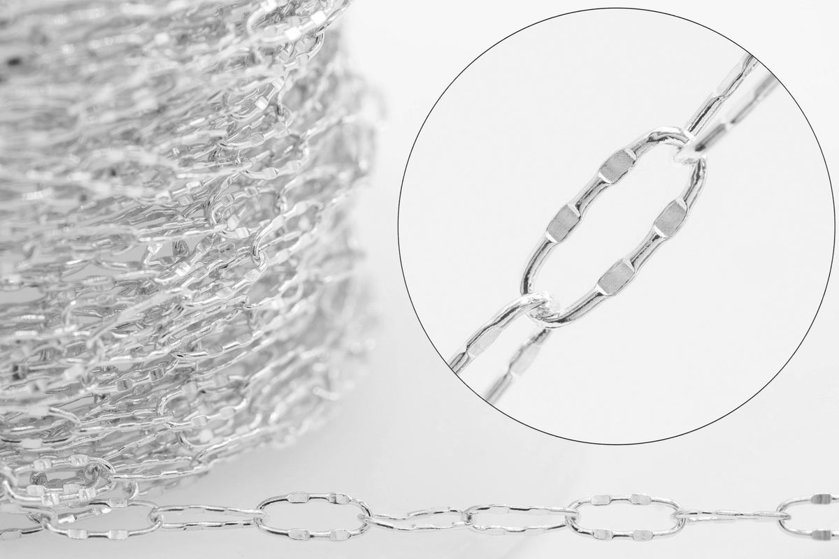 1.8mm x 5mm Double Dapped Chain, 925 Sterling Silver, Wholesale, Pay Per Foot, Jewelry Making Chain