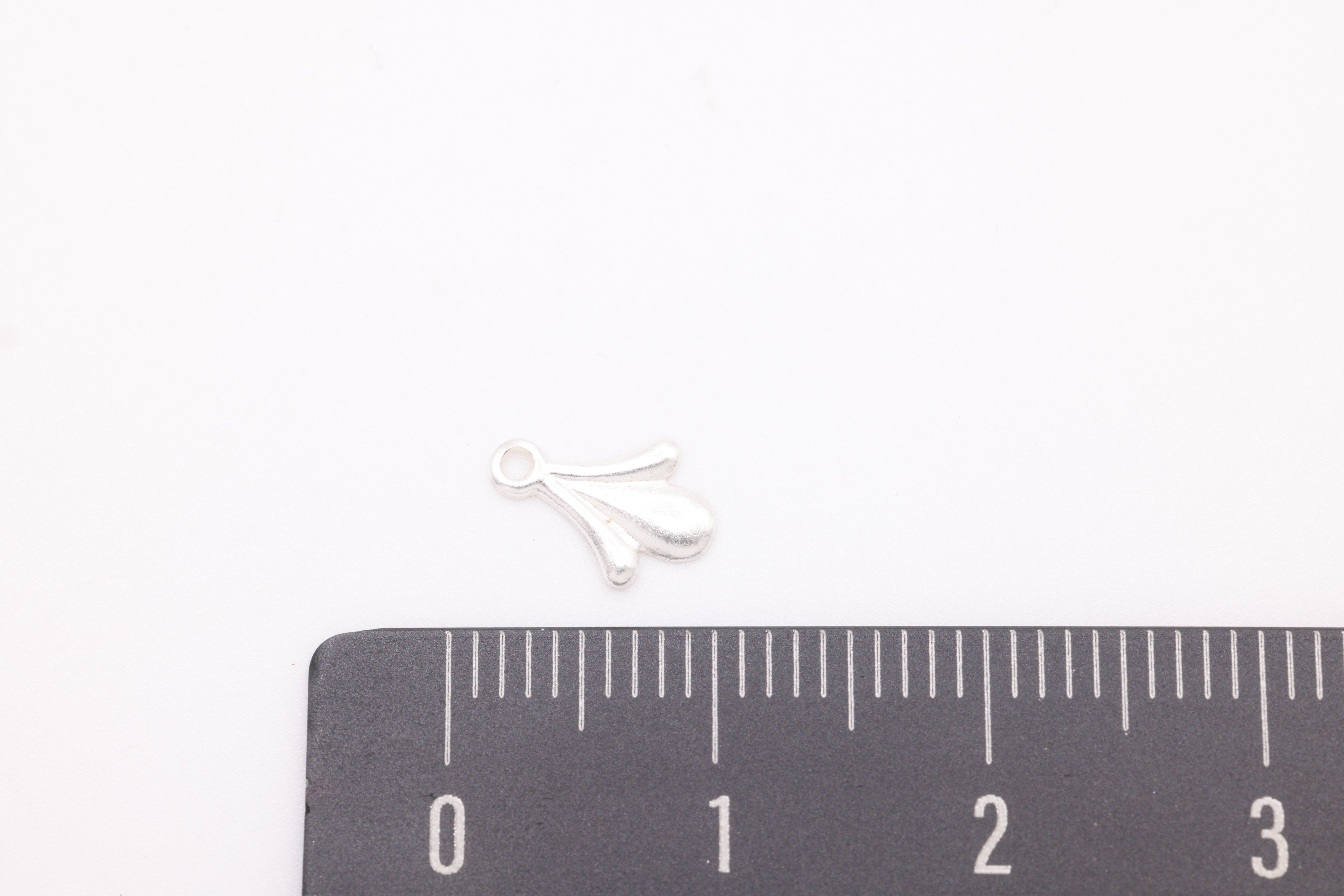 Floral Drop Charm, Wholesale, 925 Sterling Silver, 10mm x 7mm, Fleur-de-lis Ornate Vintage