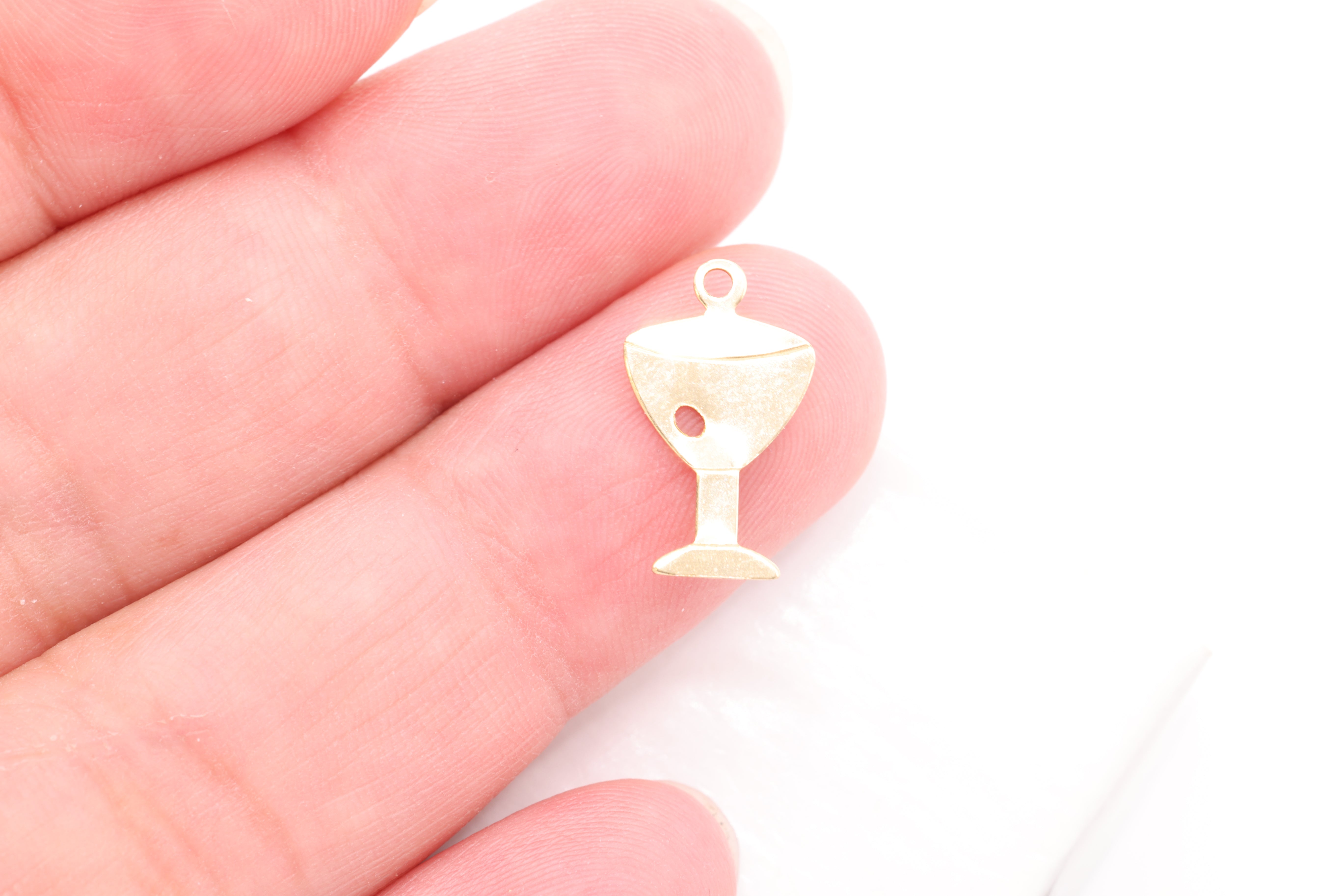 Martini Cocktail Glass Charm, Wholesale, 14/20 Gold-Filled, 15mm x 10mm, Drink Permanent Jewelry