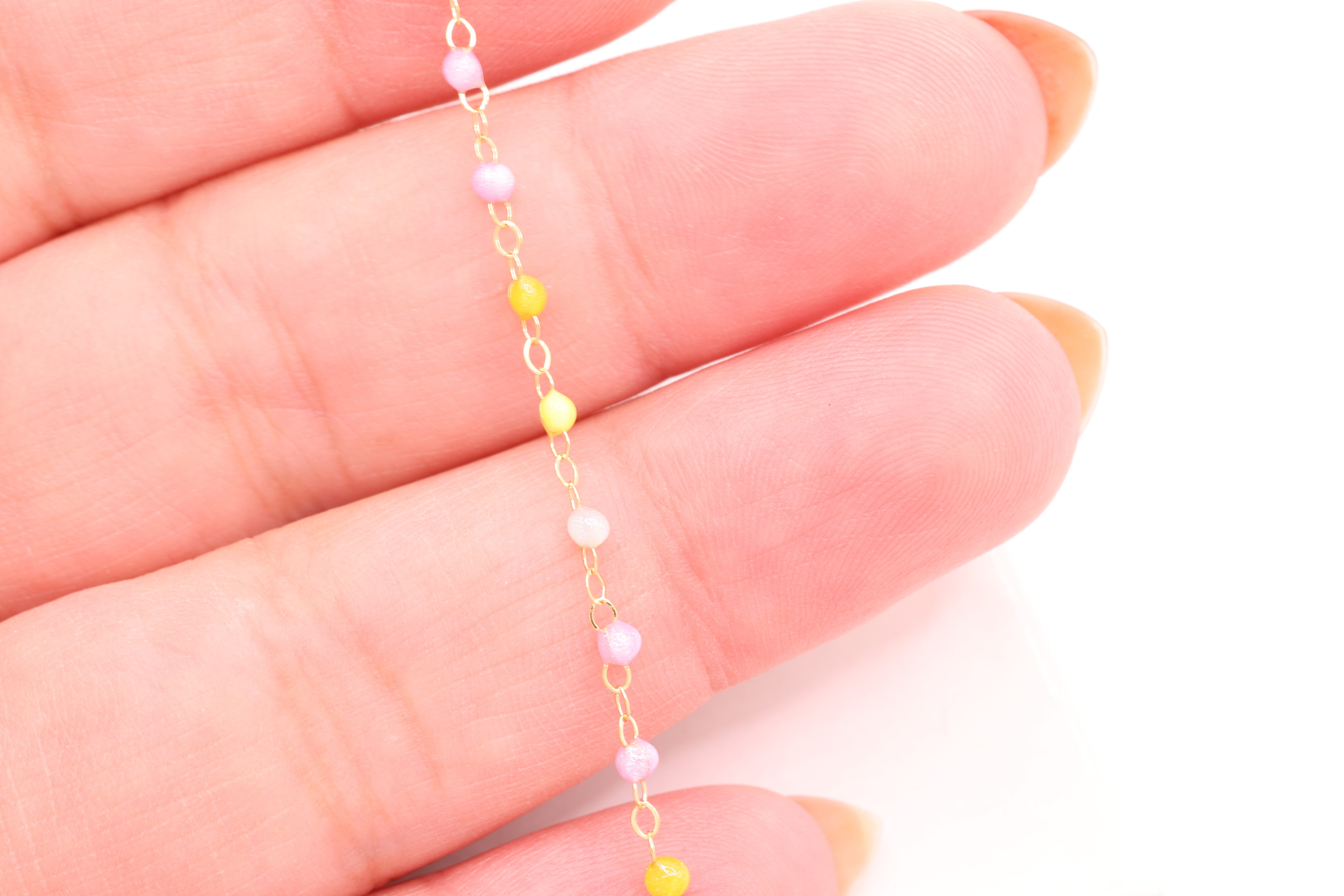 1.5mm Multi Color Enamel Cable Chain, 14/20 Gold-Filled, Wholesale, Pay Per Foot