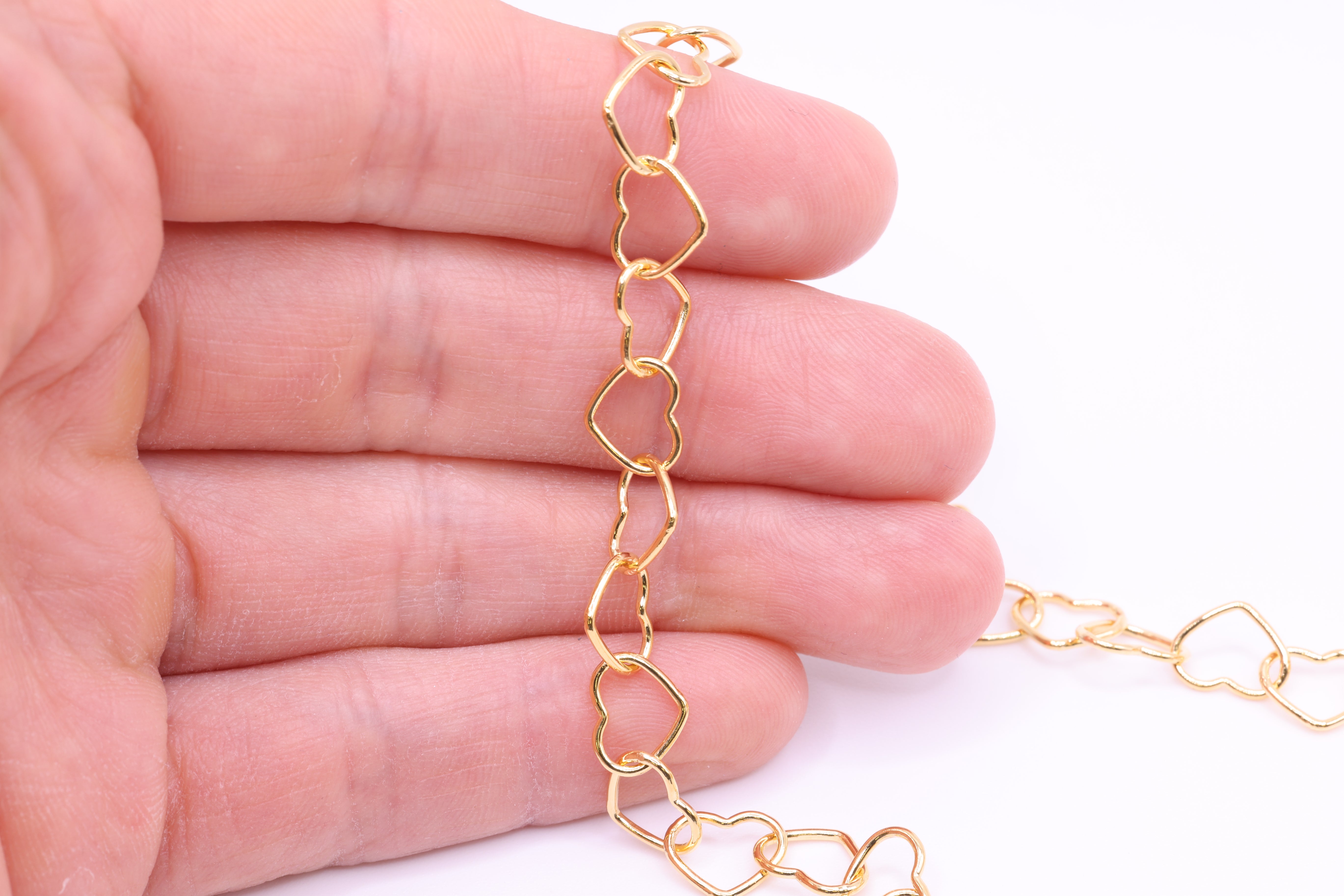9mm x 8mm Heart Chain, 14/20 Gold-Filled, Wholesale, Pay Per Inch, Jewelry Making Chain