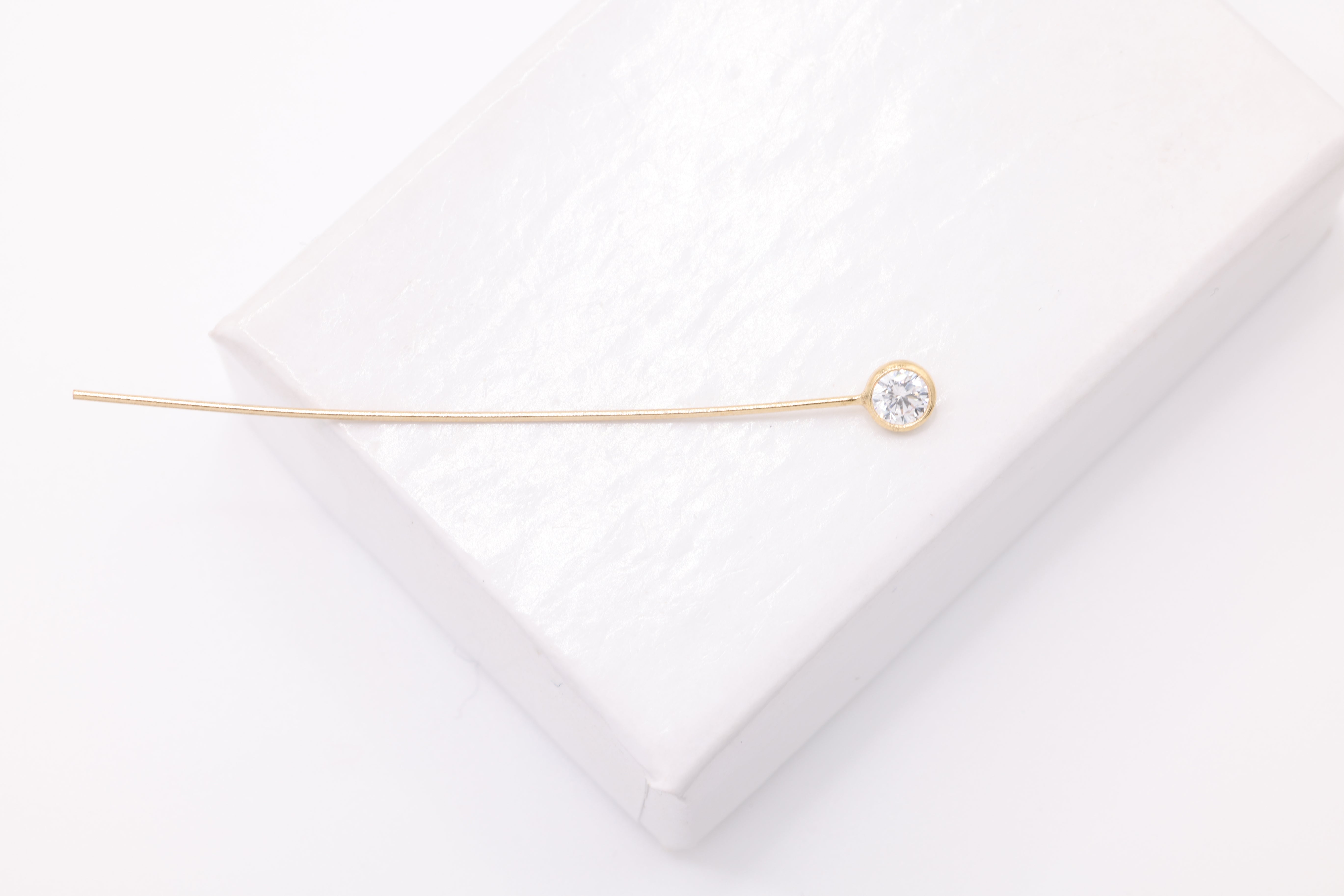 14/20 Gold-Filled Headpin 3mm CZ Bezel, 24 Gauge 40mm Length