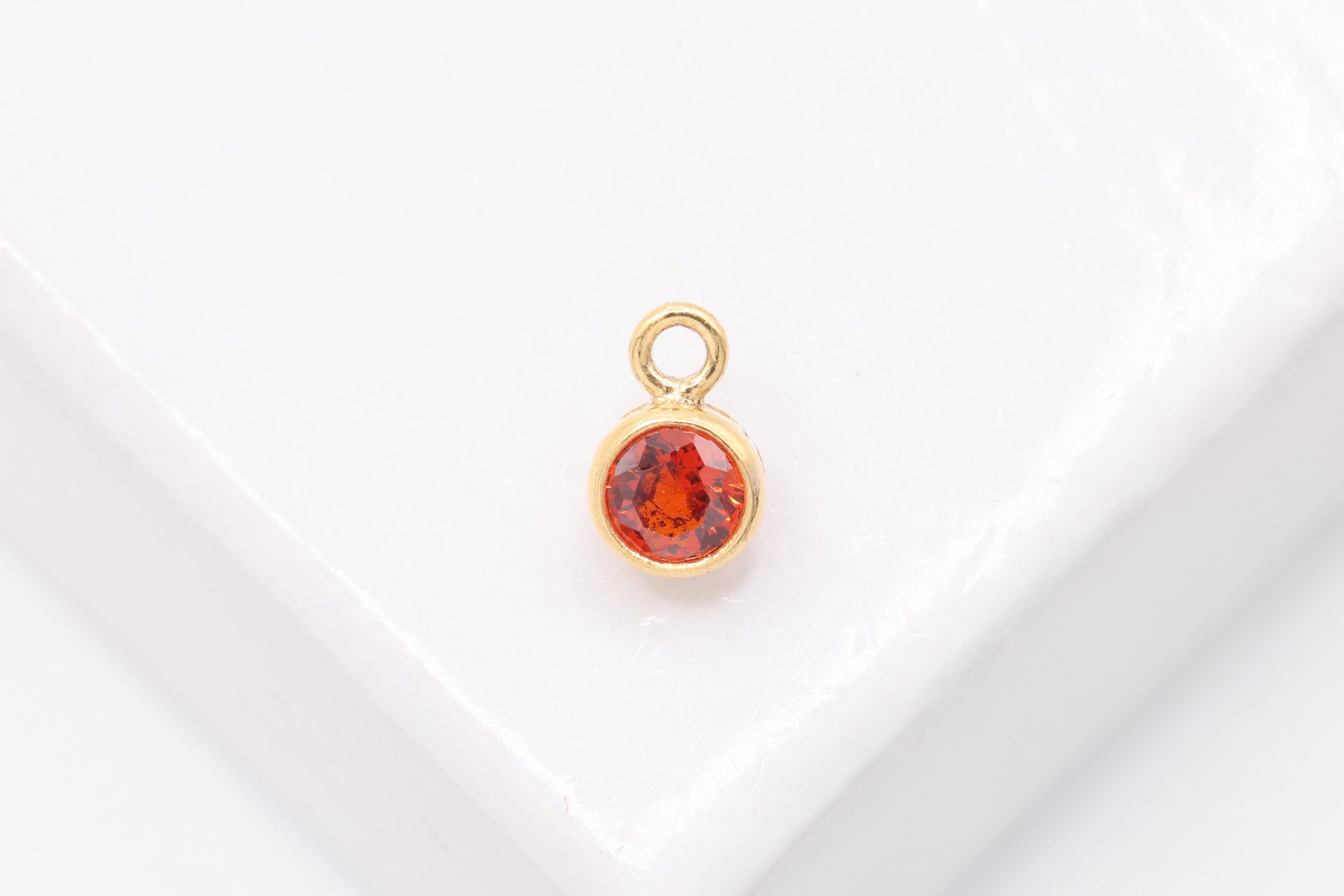 Ruby Birthstone CZ, Wholesale, 14/20 Gold-Filled, Drop Charm, July Birthstone, Horizontal Bail