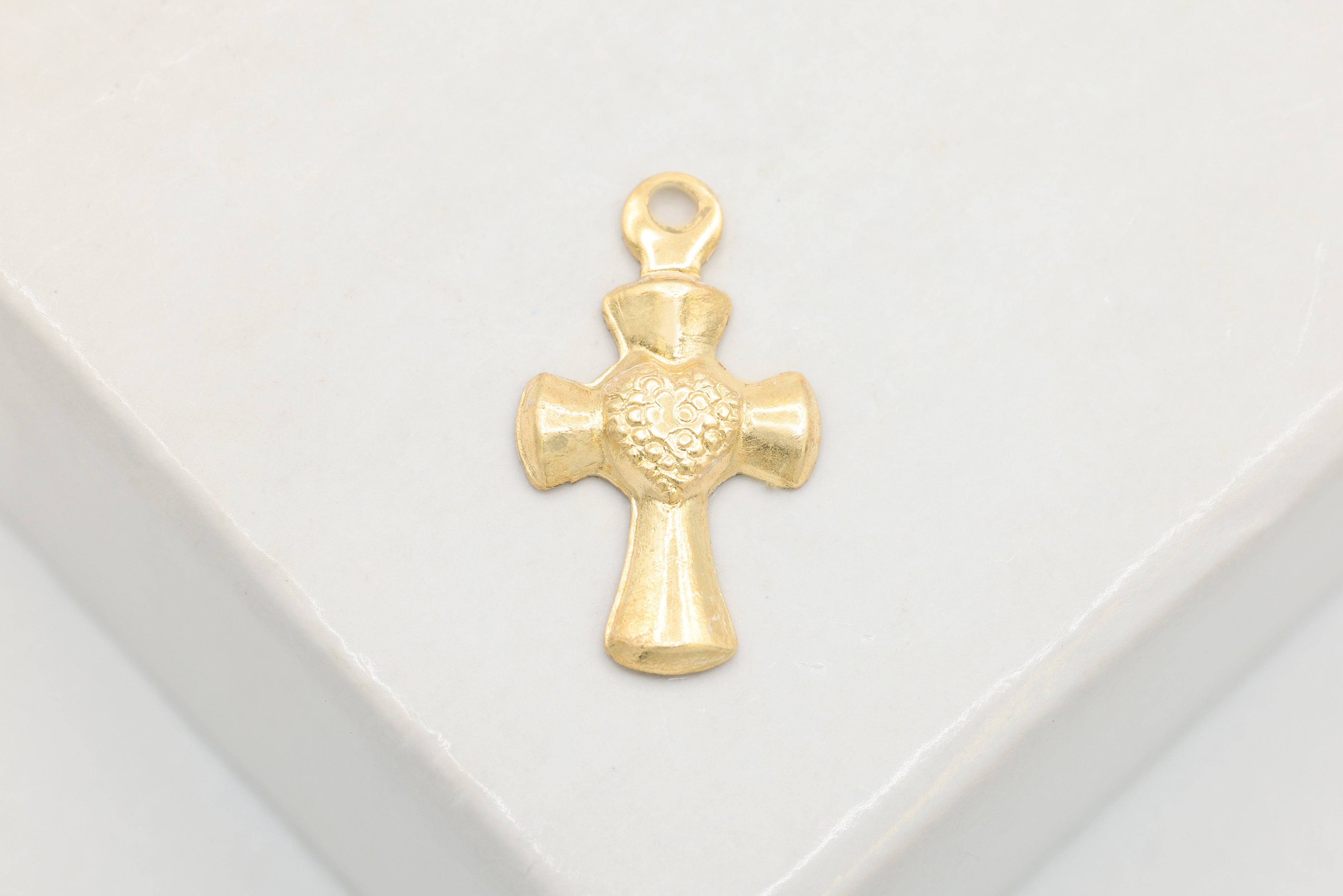 Sacred Heart Cross Charm, Wholesale, 14/20 Gold-Filled, 13mm x 8mm, Permanent Jewelry Making Charm