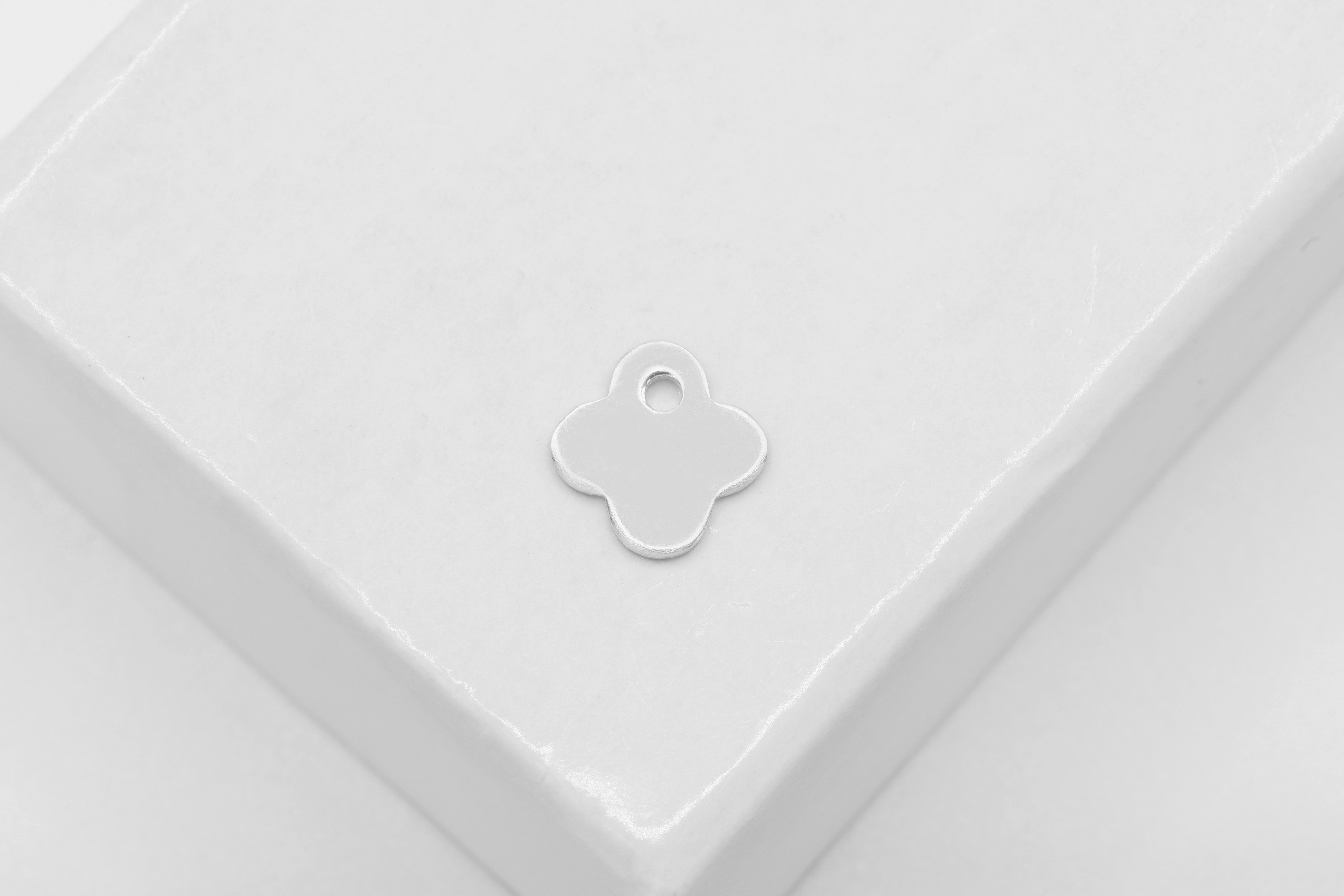 Quatrefoil Four Leaf Clover Charm, Wholesale, 925 Sterling Silver, 8mm x 8mm, Jewelry Making Charm