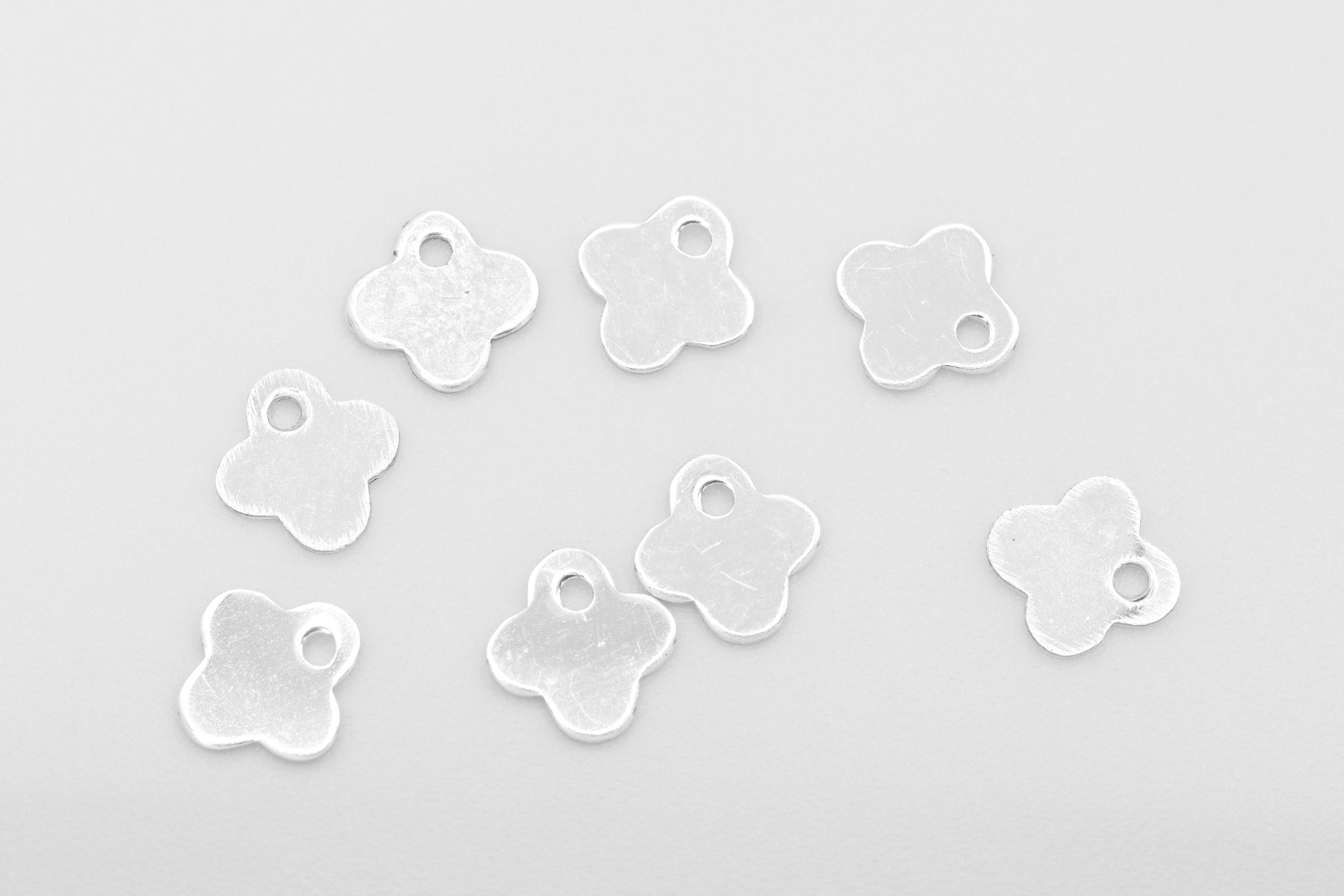 Quatrefoil Four Leaf Clover Charm, Wholesale, 925 Sterling Silver, 8mm x 8mm, Jewelry Making Charm