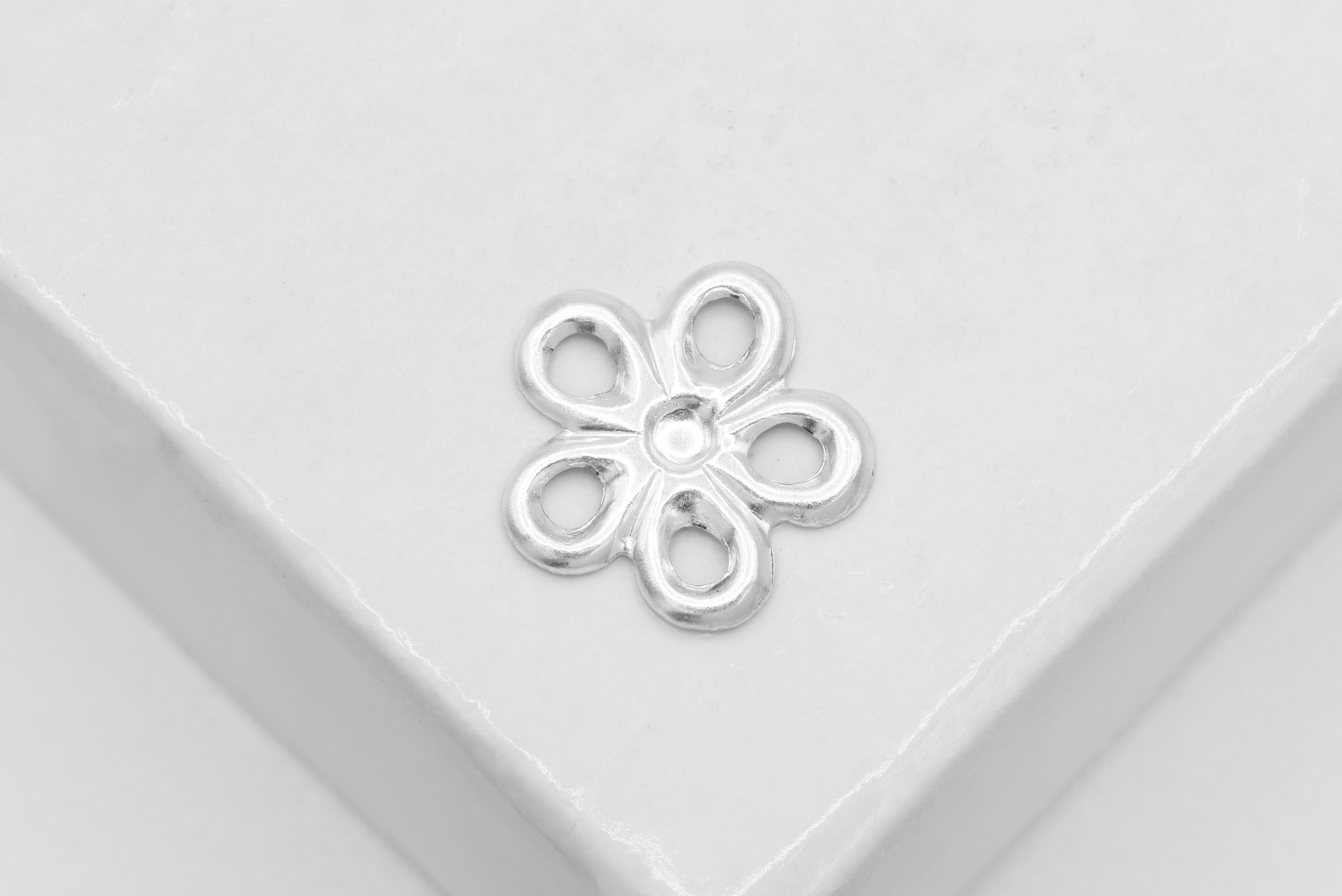 Flower Connector Charm, Wholesale, 925 Sterling Silver, 10mm x 10mm, Hawaiian Plumeria Daisy Flower Charm, Bulk DIY Wholesale Jewelry Making Charm