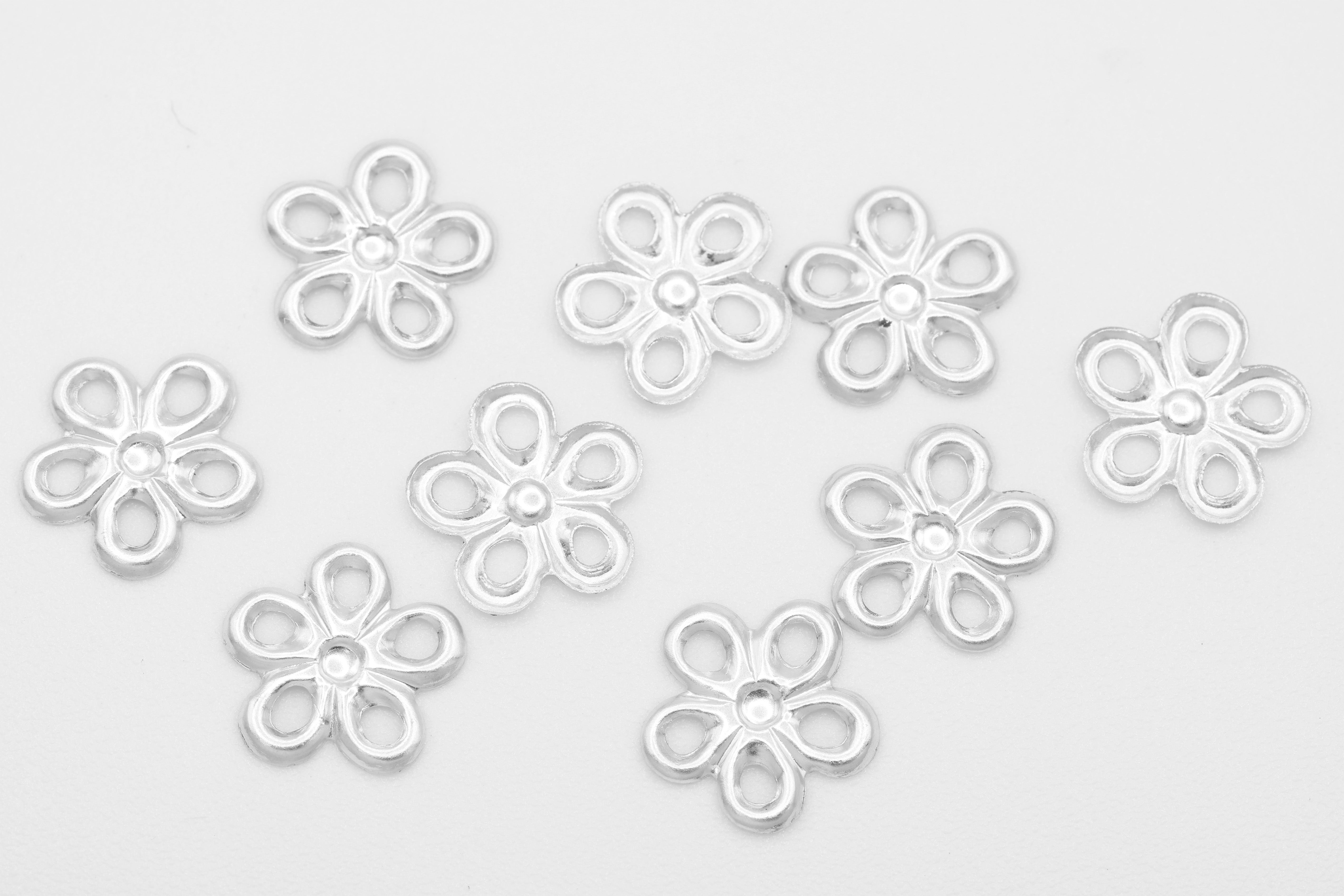 Flower Connector Charm, Wholesale, 925 Sterling Silver, 10mm x 10mm, Hawaiian Plumeria Daisy Flower Charm, Bulk DIY Wholesale Jewelry Making Charm