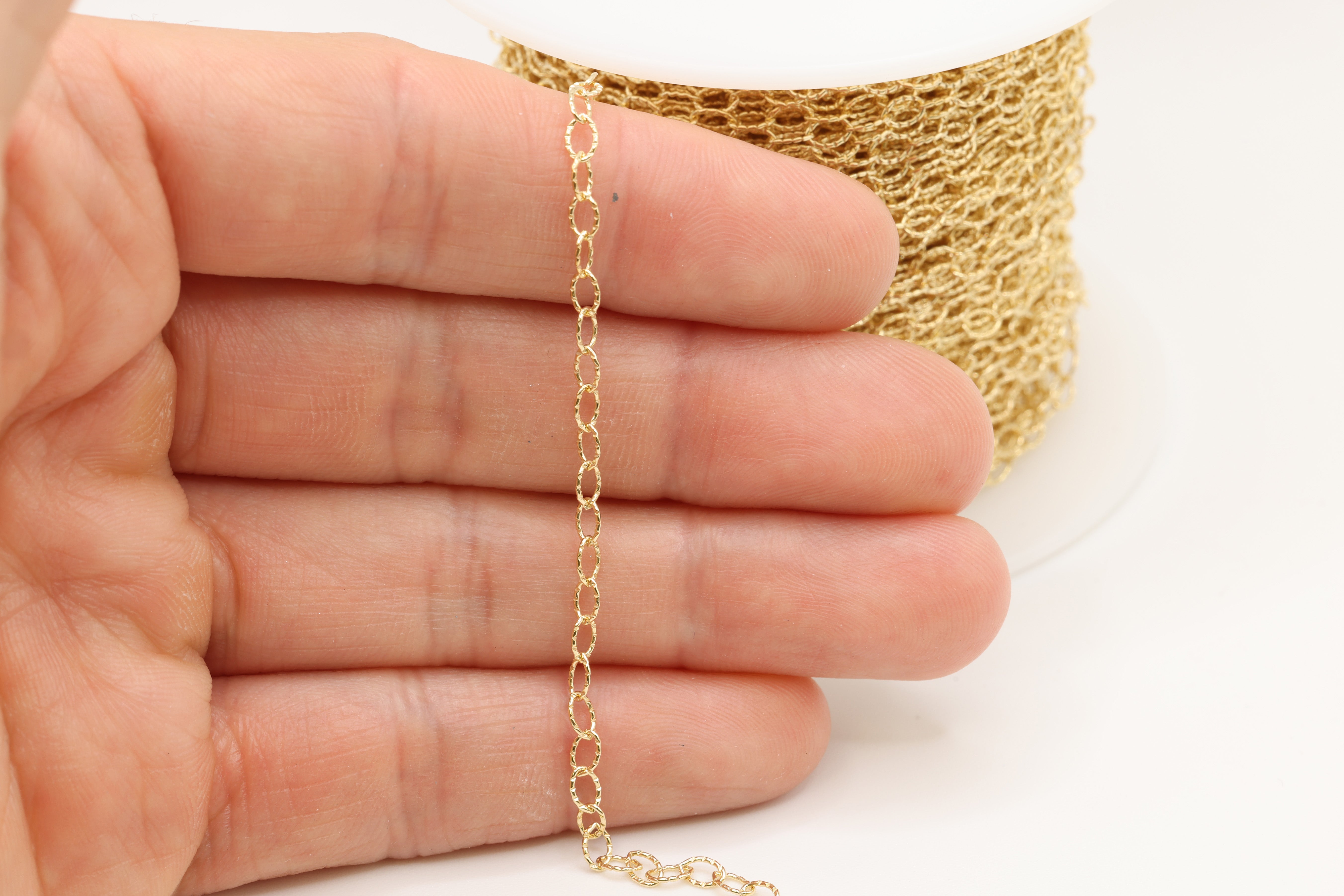 2.8mm x 4mm Knurled Cable Chain, 14/20 Gold-Filled, Wholesale, Pay Per Foot, Jewelry Making Chain