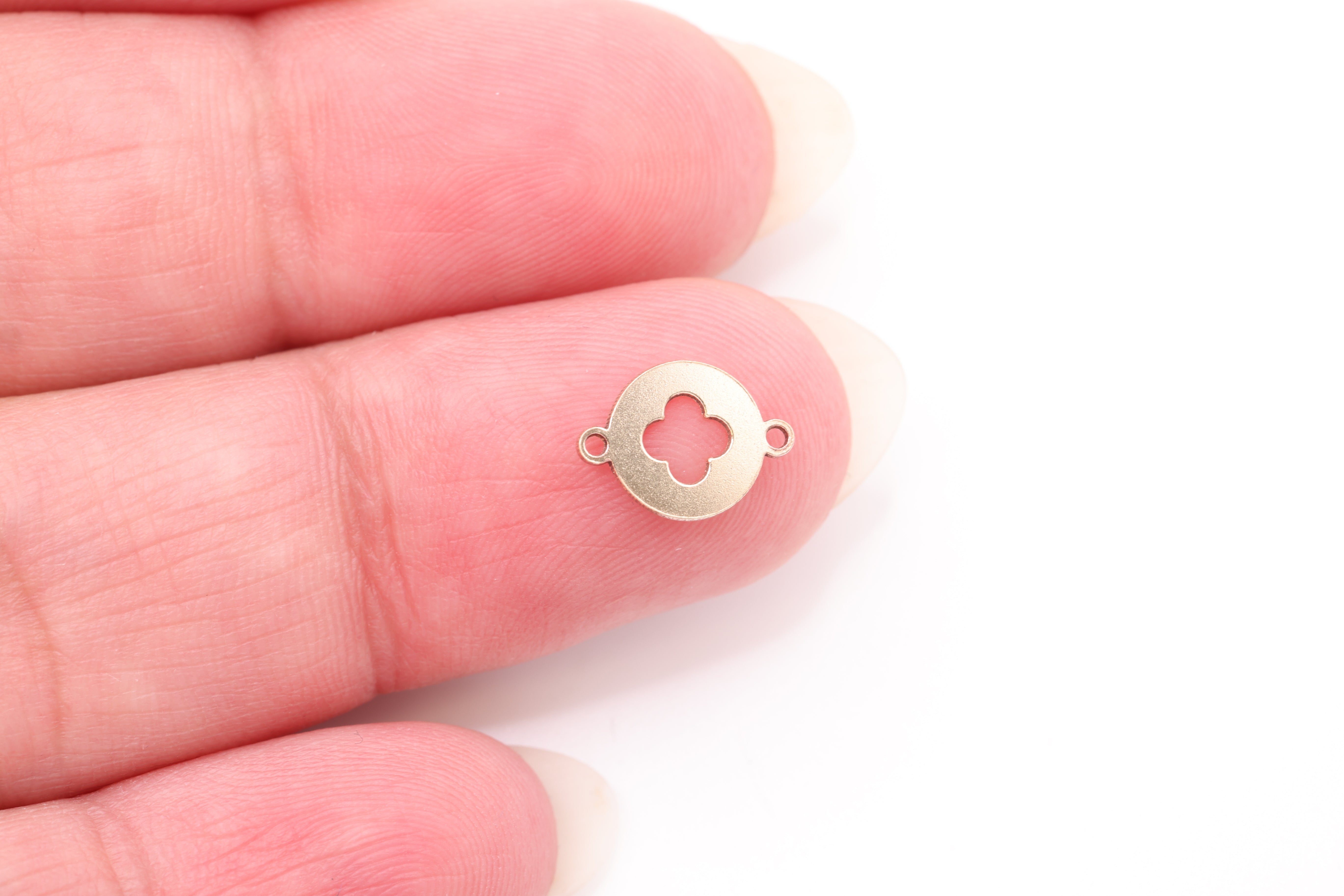 Clover Connector Charm, Wholesale, 14/20 Gold-Filled, 8mm, Four Leaf Clover Permanent Jewelry Charm