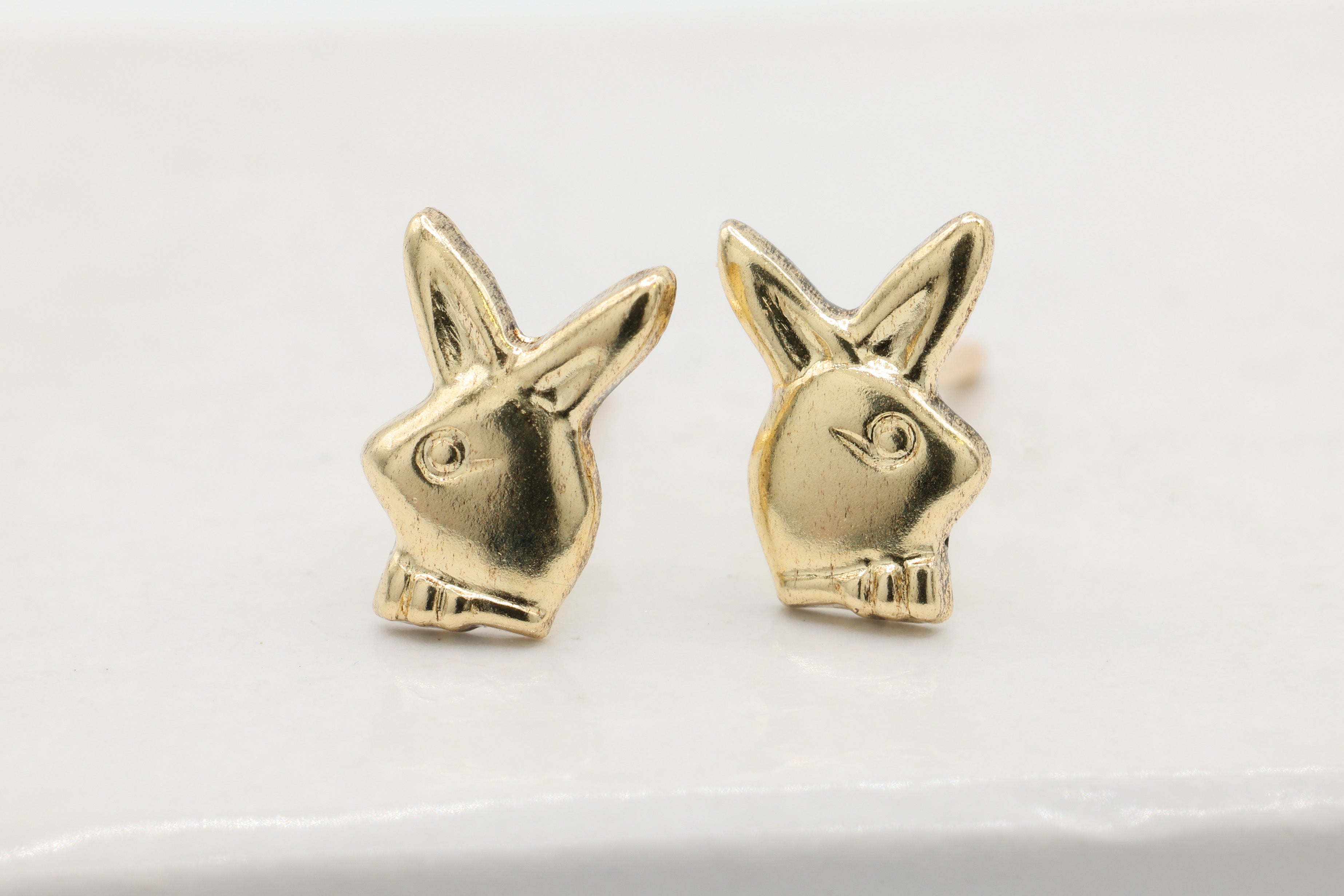 Rabbit Stud Earring, 14/20 Gold-Filled, 8mm x 5mm, Wholesale, Bunny Dainty Minimalist Jewelry Earrings