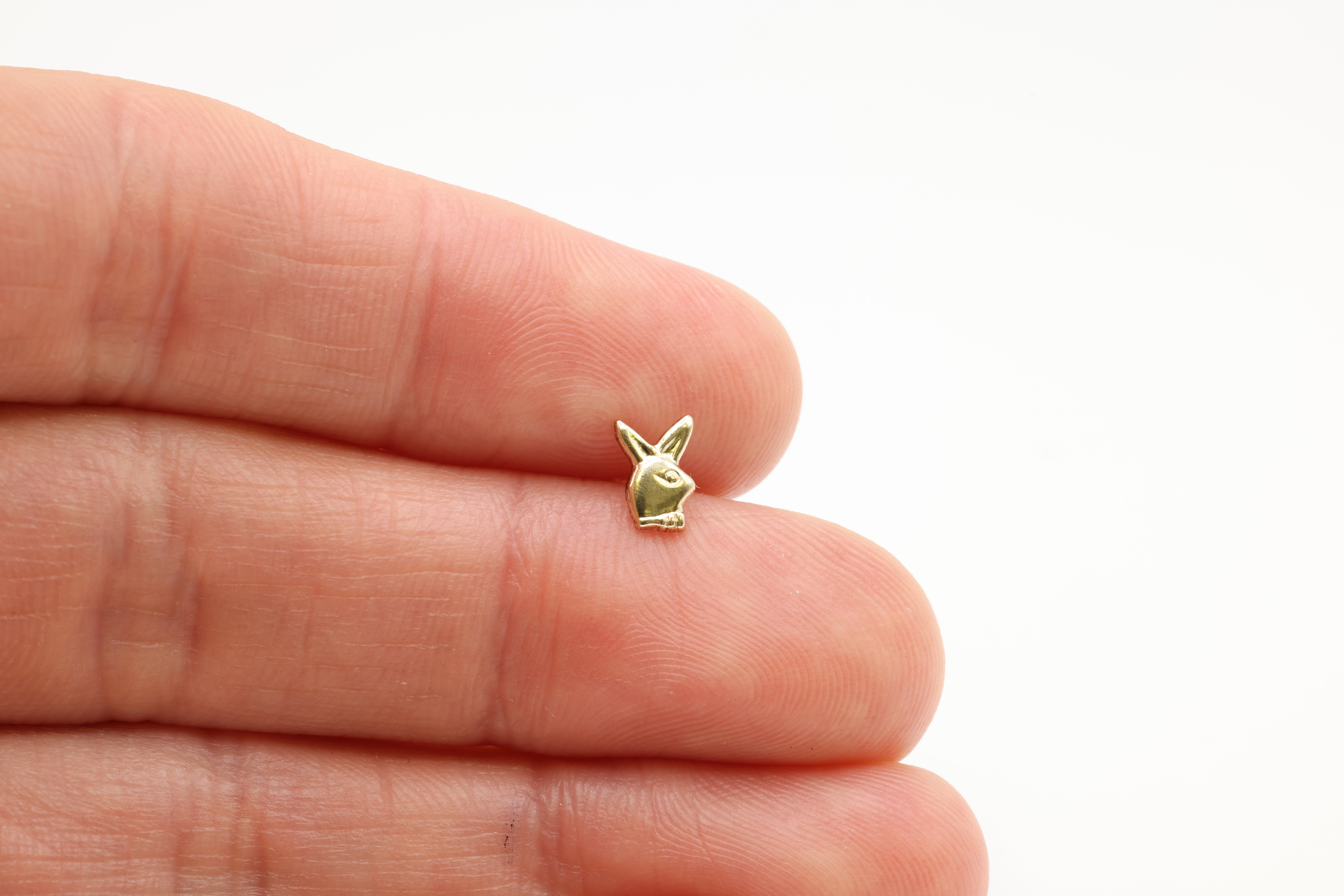 Rabbit Stud Earring, 14/20 Gold-Filled, 8mm x 5mm, Wholesale, Bunny Dainty Minimalist Jewelry Earrings