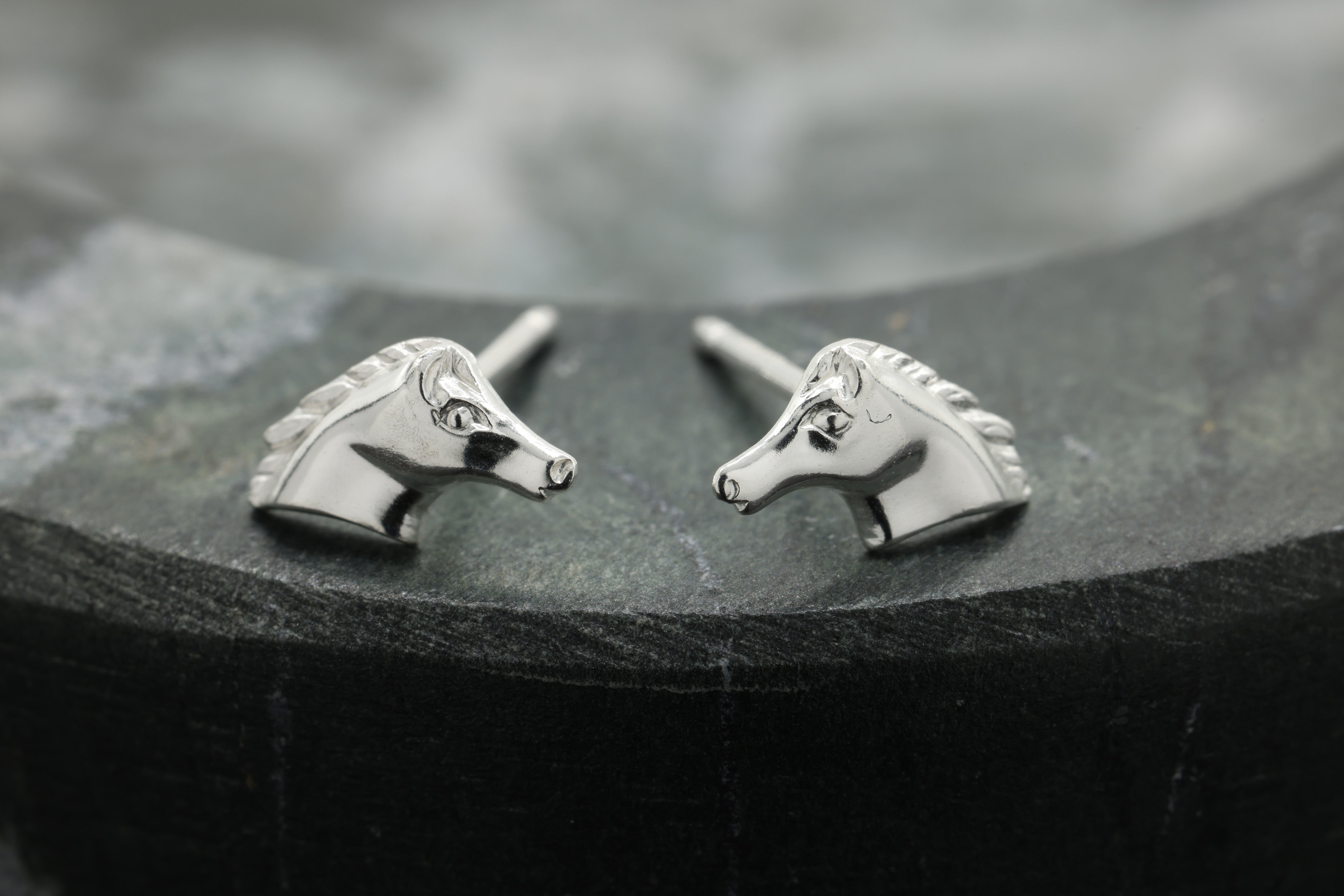 Horse Stud Earring, 925 Sterling Silver, 8mm x 4mm, Wholesale, Equestrian Stallion Cowboy Dainty Minimalist Jewelry Earrings