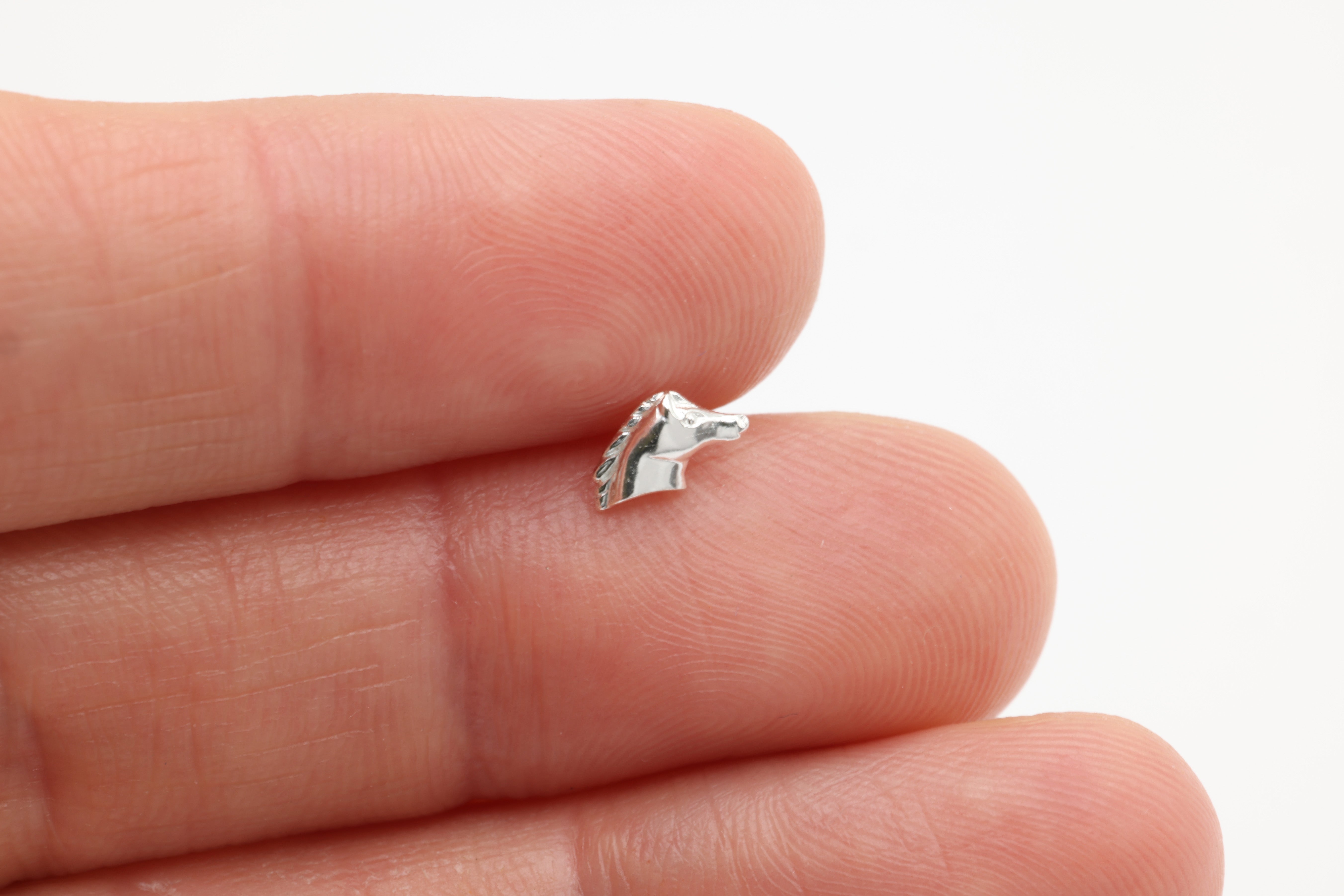 Horse Stud Earring, 925 Sterling Silver, 8mm x 4mm, Wholesale, Equestrian Stallion Cowboy Dainty Minimalist Jewelry Earrings