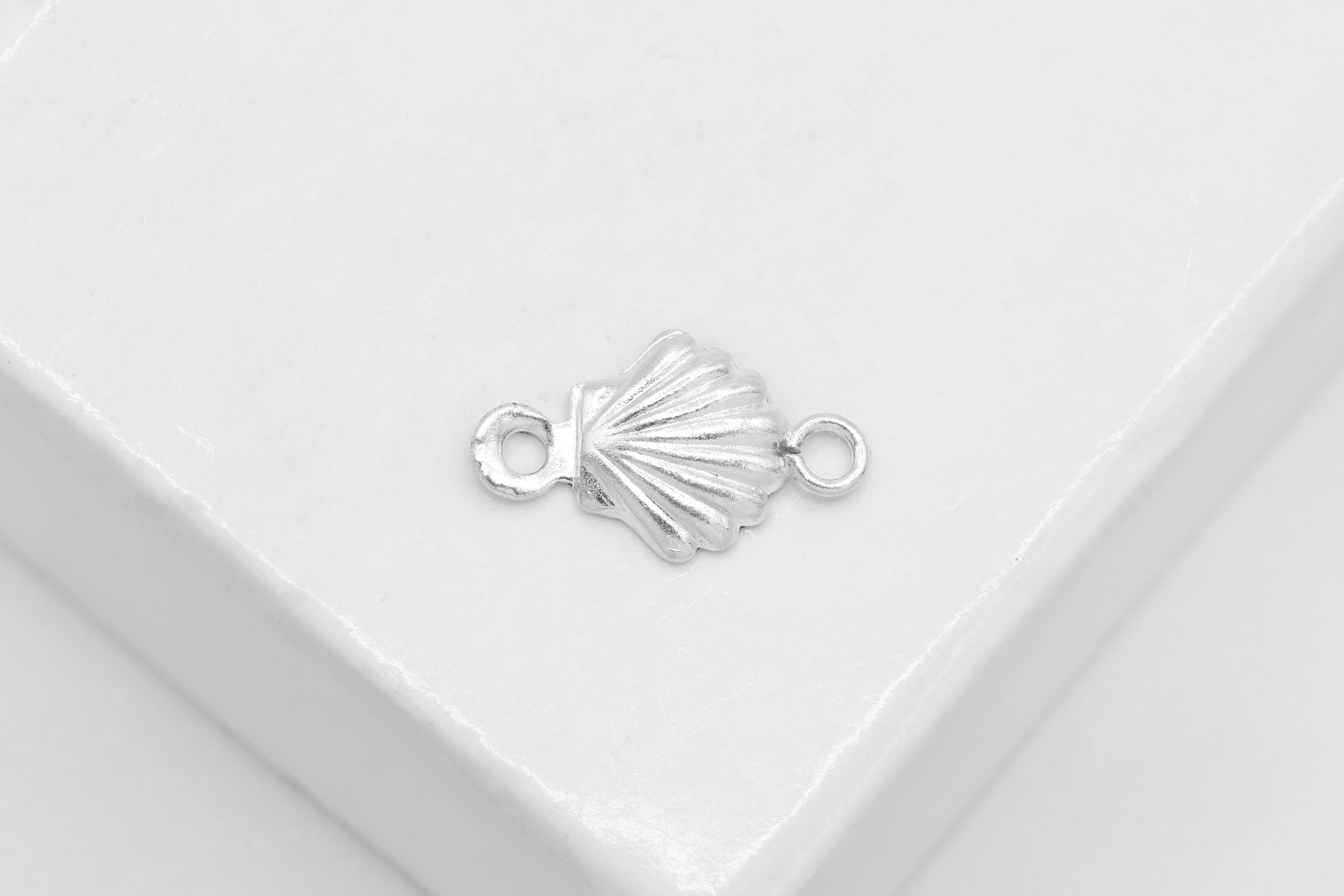 Seashell Connector Charm, Wholesale, 925 Sterling Silver, 10mm x 6mm, Scallop Shell Ocean Link, Jewelry Making Charm