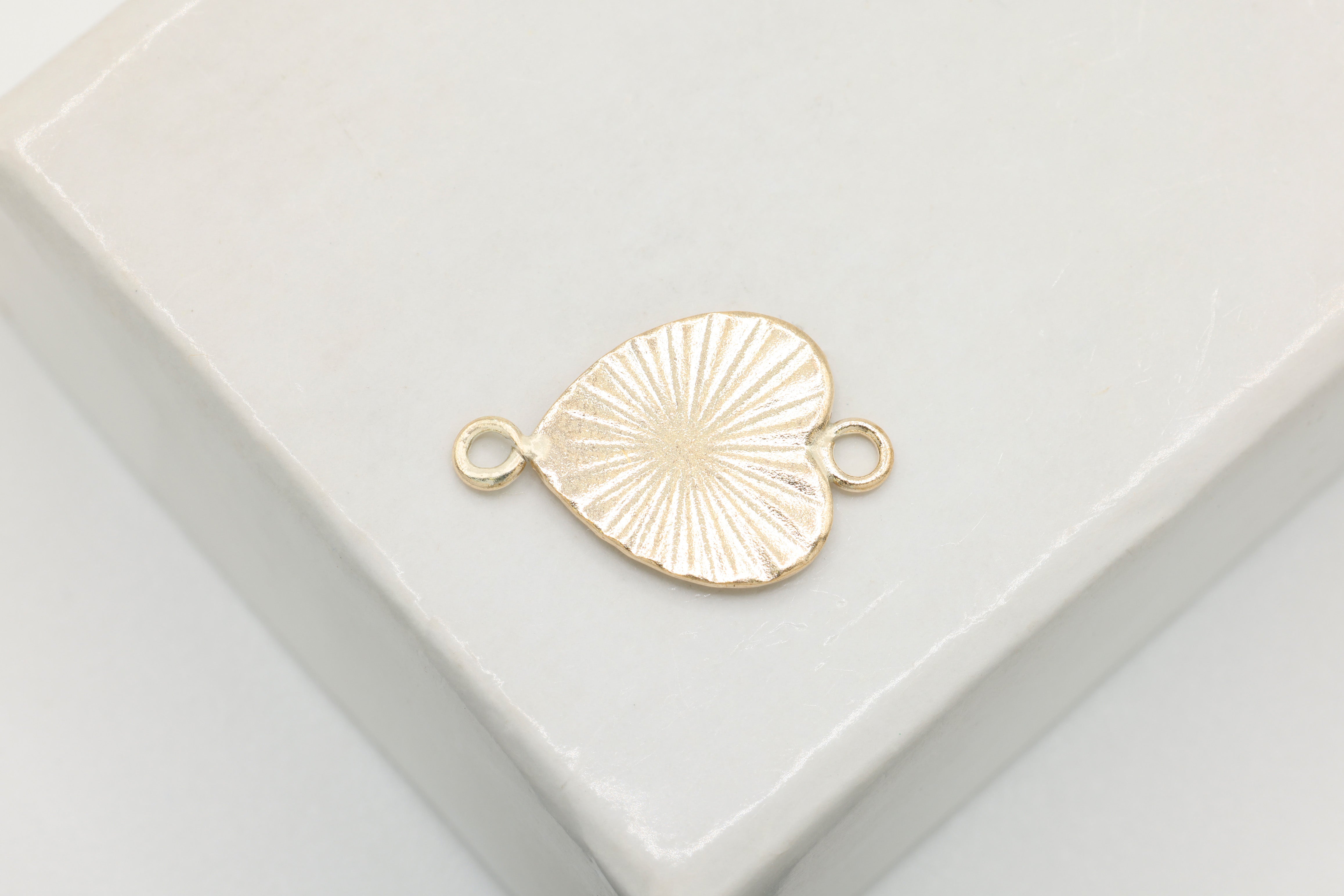 Sunburst Heart Connector Charm, Wholesale, 14/20 Gold-Filled, 8mm x 8mm, Starburst Textured Heart