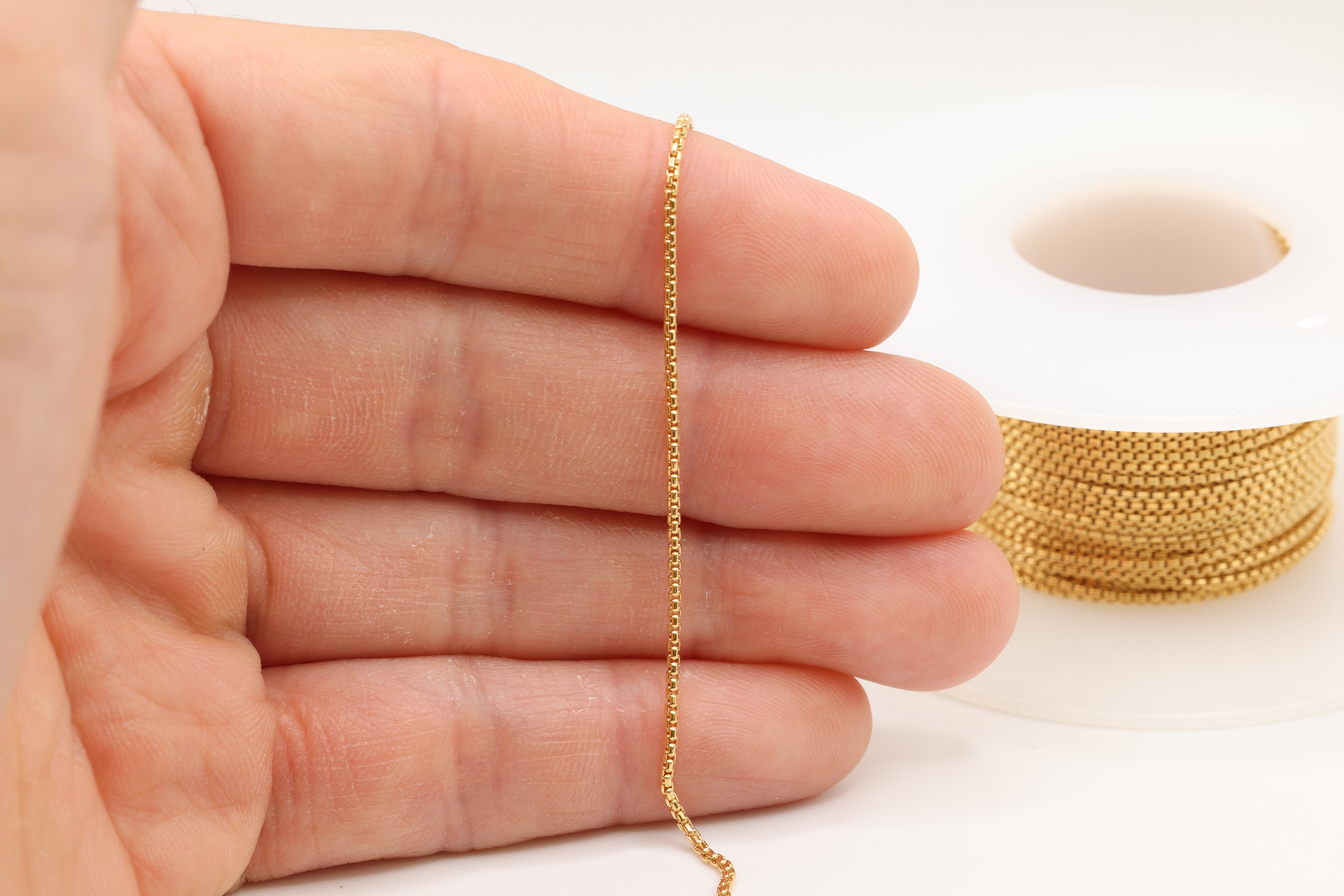 1.5mm Round Venetian Box Chain, 14/20 Gold-Filled, Wholesale, Pay Per Foot, Jewelry Making Chain